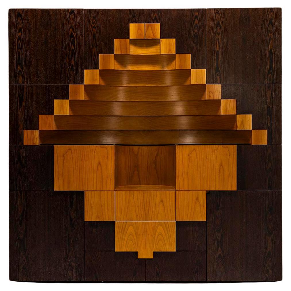 Ferdinando Meccani “Corinto” Sideboard In Wengé And Stained Oak, Italy 1978
