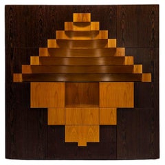Retro Ferdinando Meccani “Corinto” Sideboard In Wengé And Stained Oak, Italy 1978