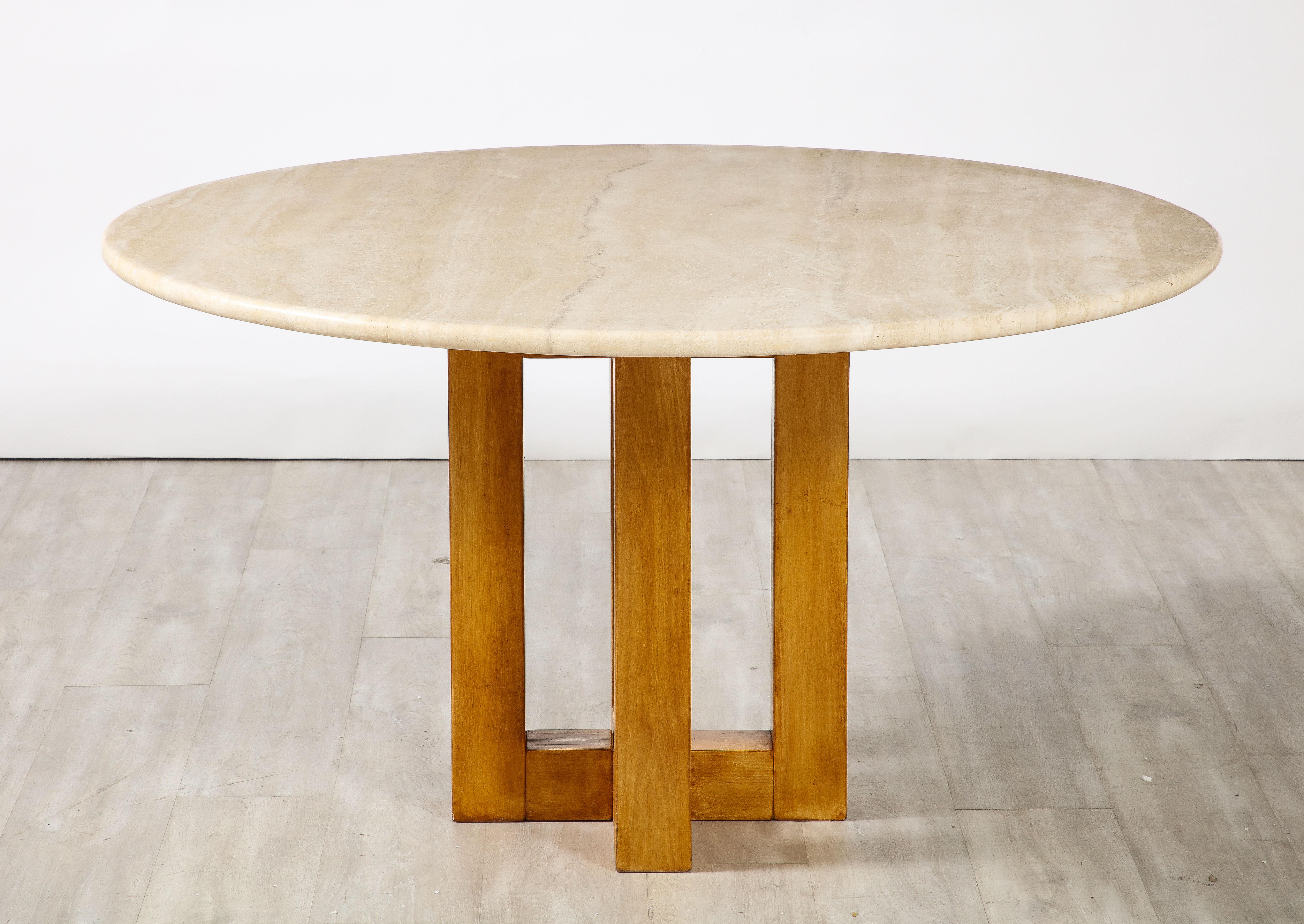 Ferdinando Meccani Travertine, Wood Dining Table or Center Table, Italy, 1970's  8