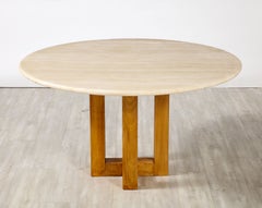 Ferdinando Meccani Travertine, Wood Dining Table or Center Table, Italy, 1970's