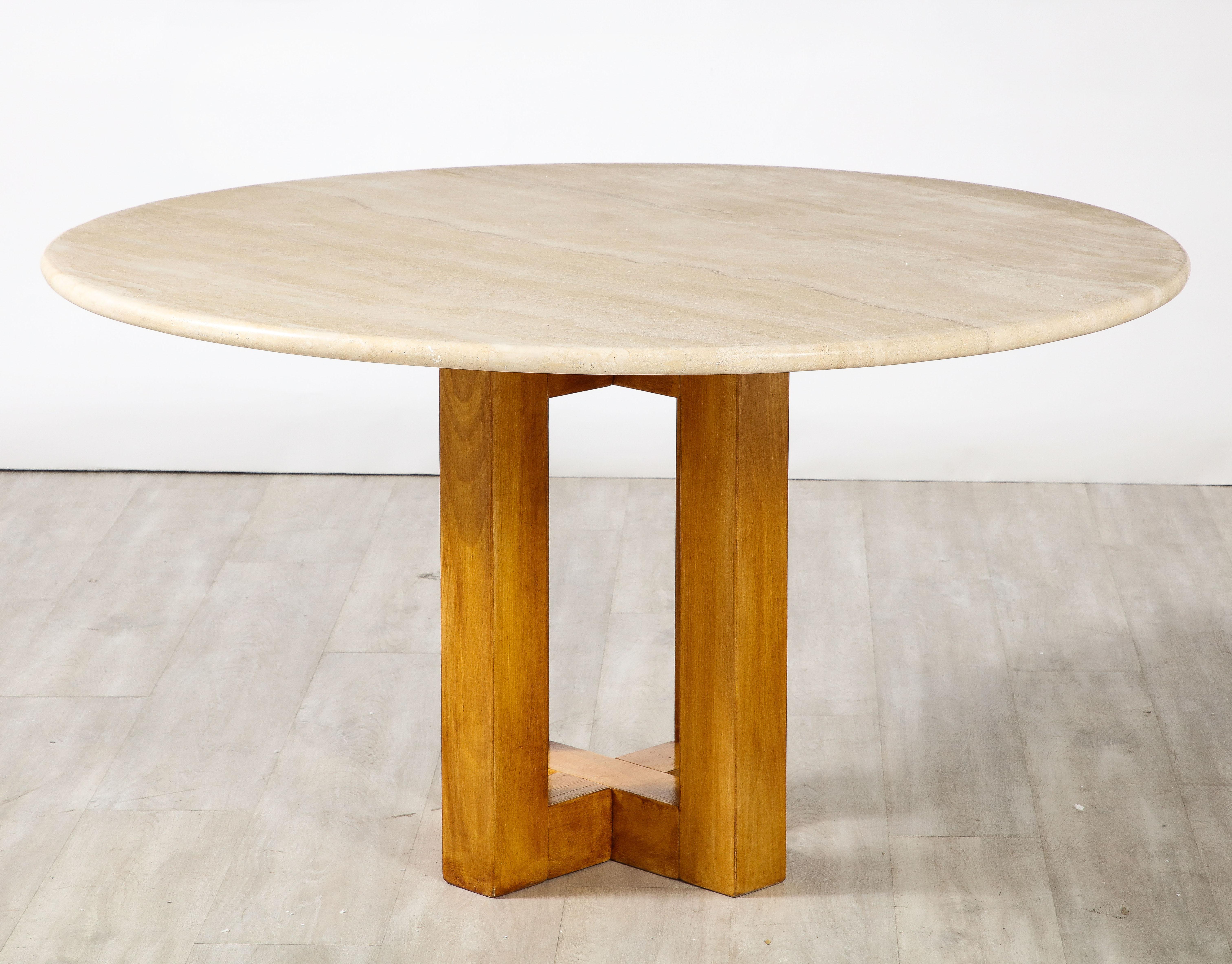 Ferdinando Meccani Travertine, Wood Dining Table or Center Table, Italy, 1970's  3
