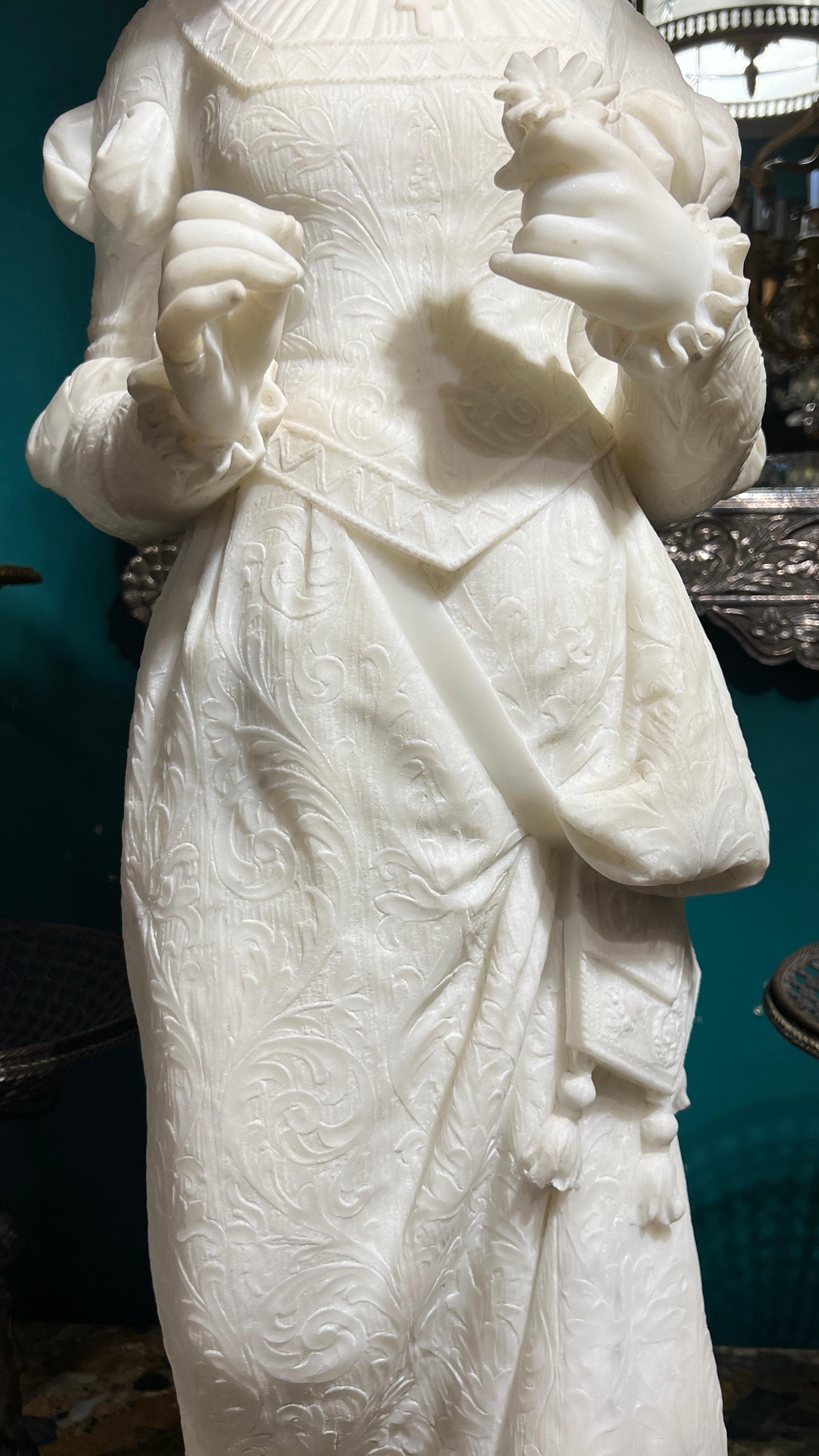 Ferdinando Vichi Italian White Marble Sculpture of a Female For Sale 1