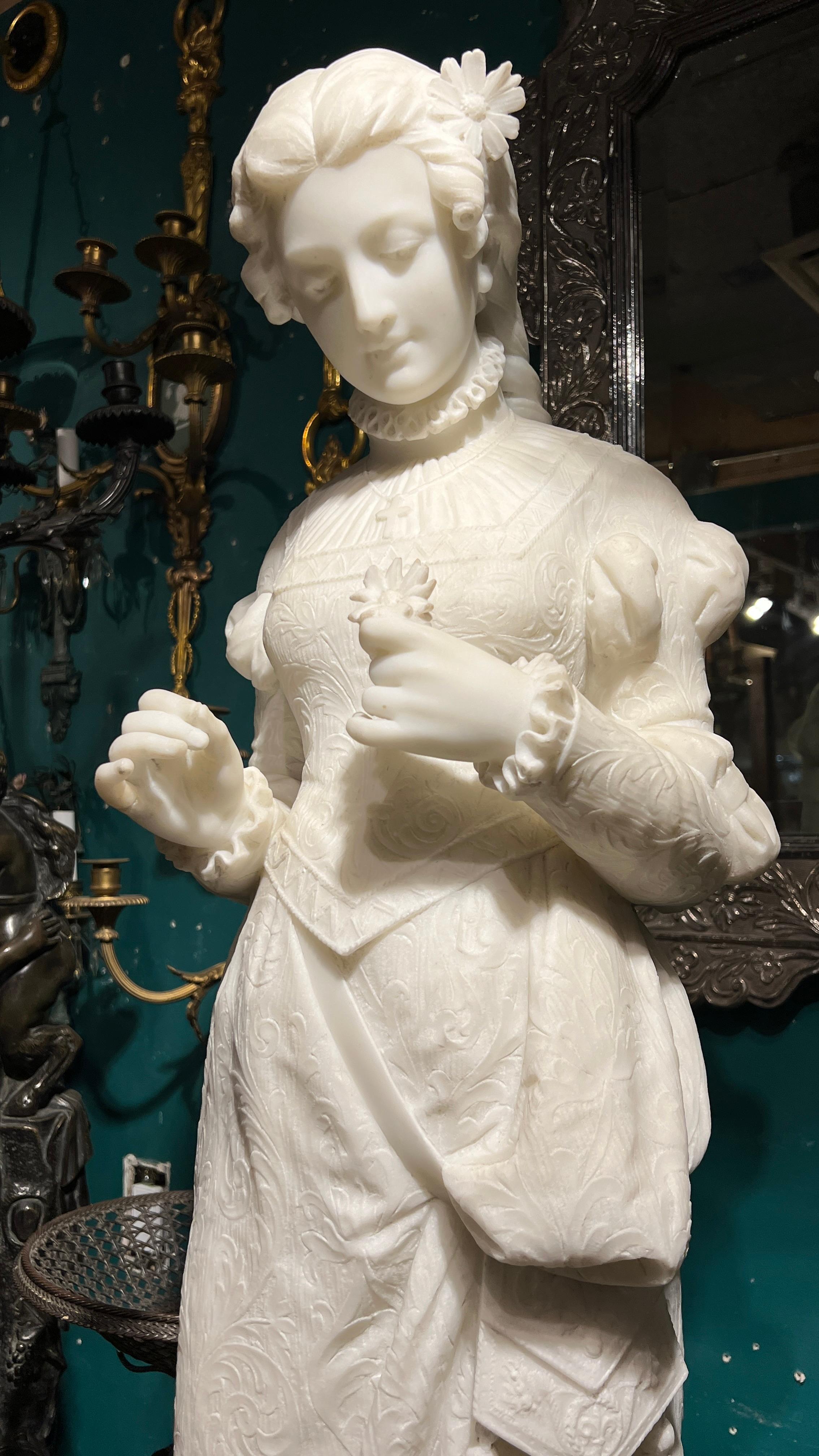 Ferdinando Vichi, Italienische Skulptur einer weiblichen Figur aus weißem Marmor im Angebot 2