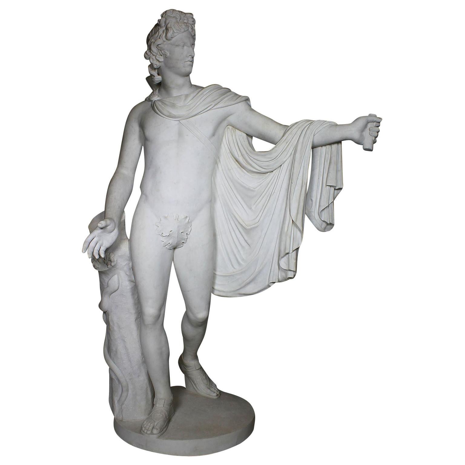 Ferdinando Vichi Figure en marbre grandeur nature "Apollo Belvedere" en vente