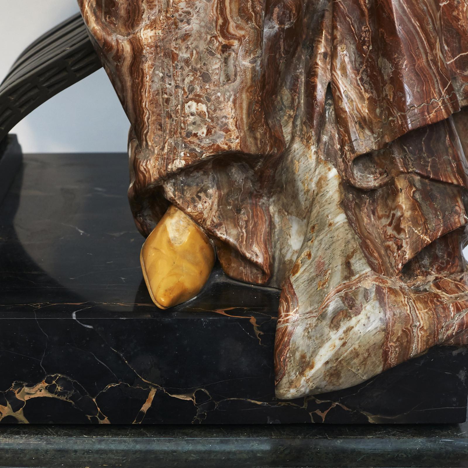 Ferdinando Vichi Marble Sculpture Sitting Woman On Pedestal For Sale 3
