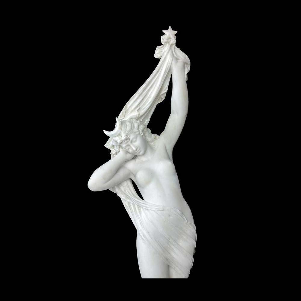 FERDINANDO VICHI 1875-1945  Selene Mármol Figurado Femenino  Estatua . - Sculpture de Ferdinando Vichi