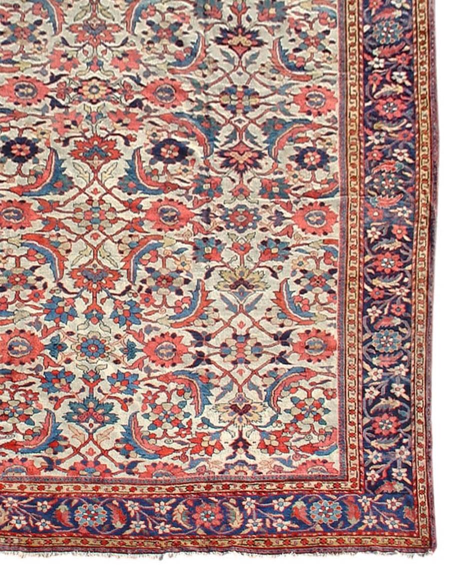 Large Antique Persian Fereghan Carpet, Late 19th Century

This exceptionally elegant Fereghan carpet from central Persia masterfully balances drawing, scale, and color. The all-over “Herati” pattern is perfectly scaled to fully articulate each of