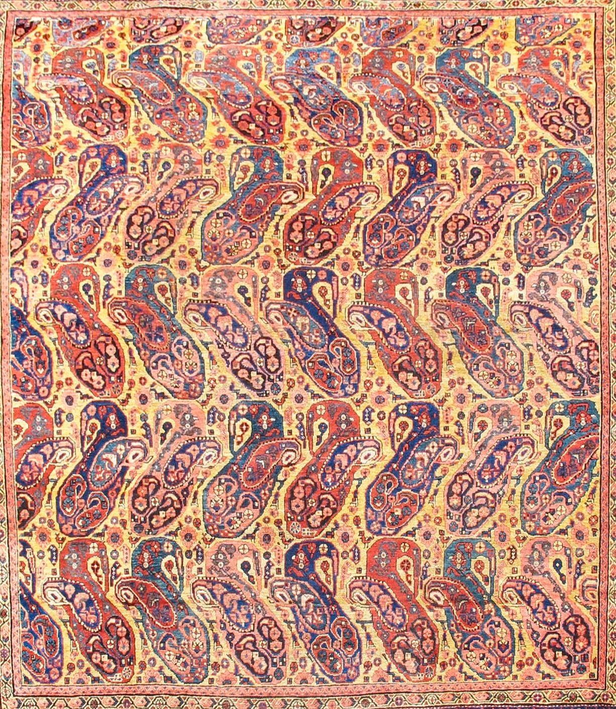 Hand-Knotted Antique Persian Fereghan Carpet, Late 19th Century For Sale