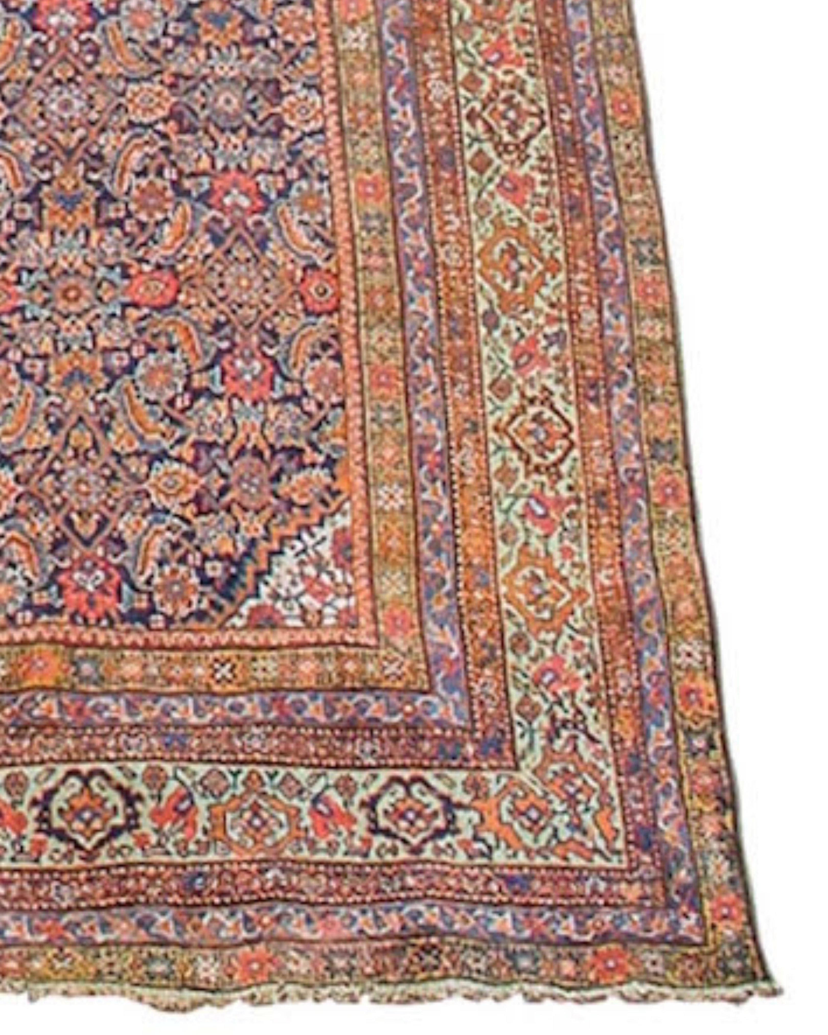 Antique Large Persian Fereghan Rug, 19th Century In Excellent Condition For Sale In San Francisco, CA