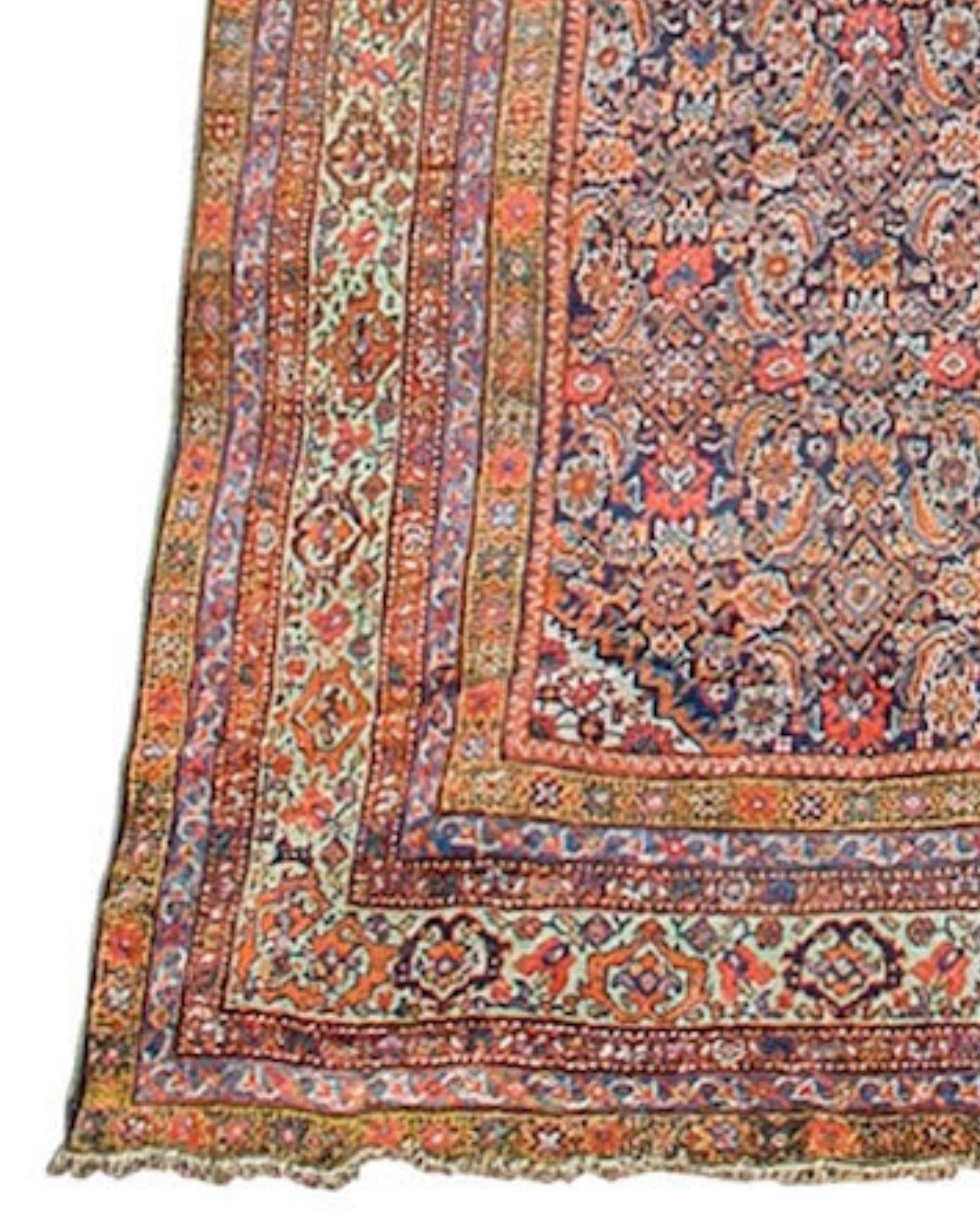 Wool Antique Large Persian Fereghan Rug, 19th Century For Sale