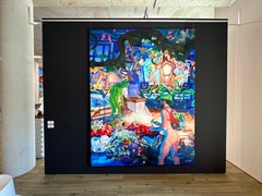 Hotelscene with Ghost- 21st Century Contemporary Painting of a game with nude