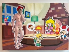 Paper Prologue- 21st Century Contemporary Painting of virtual world & nude male