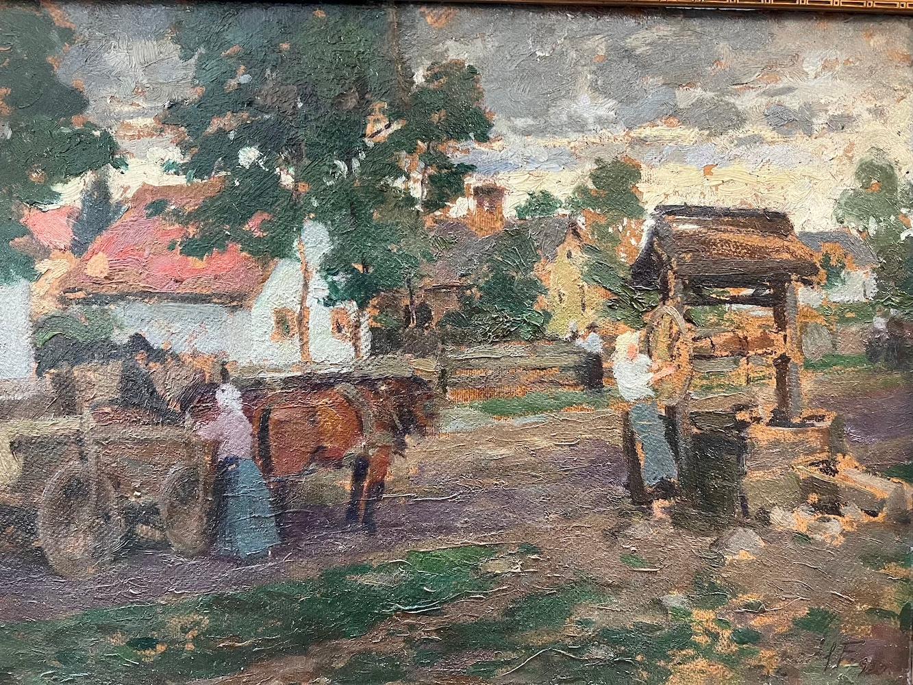 Escena del pueblo - Painting de Ferenc Gaal