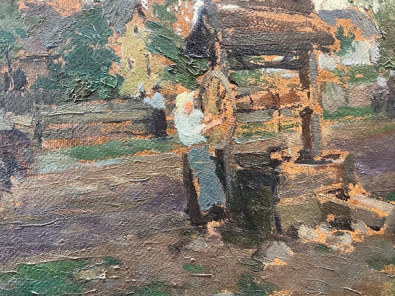 Escena del pueblo - Landscape Painting Marrón de Ferenc Gaal