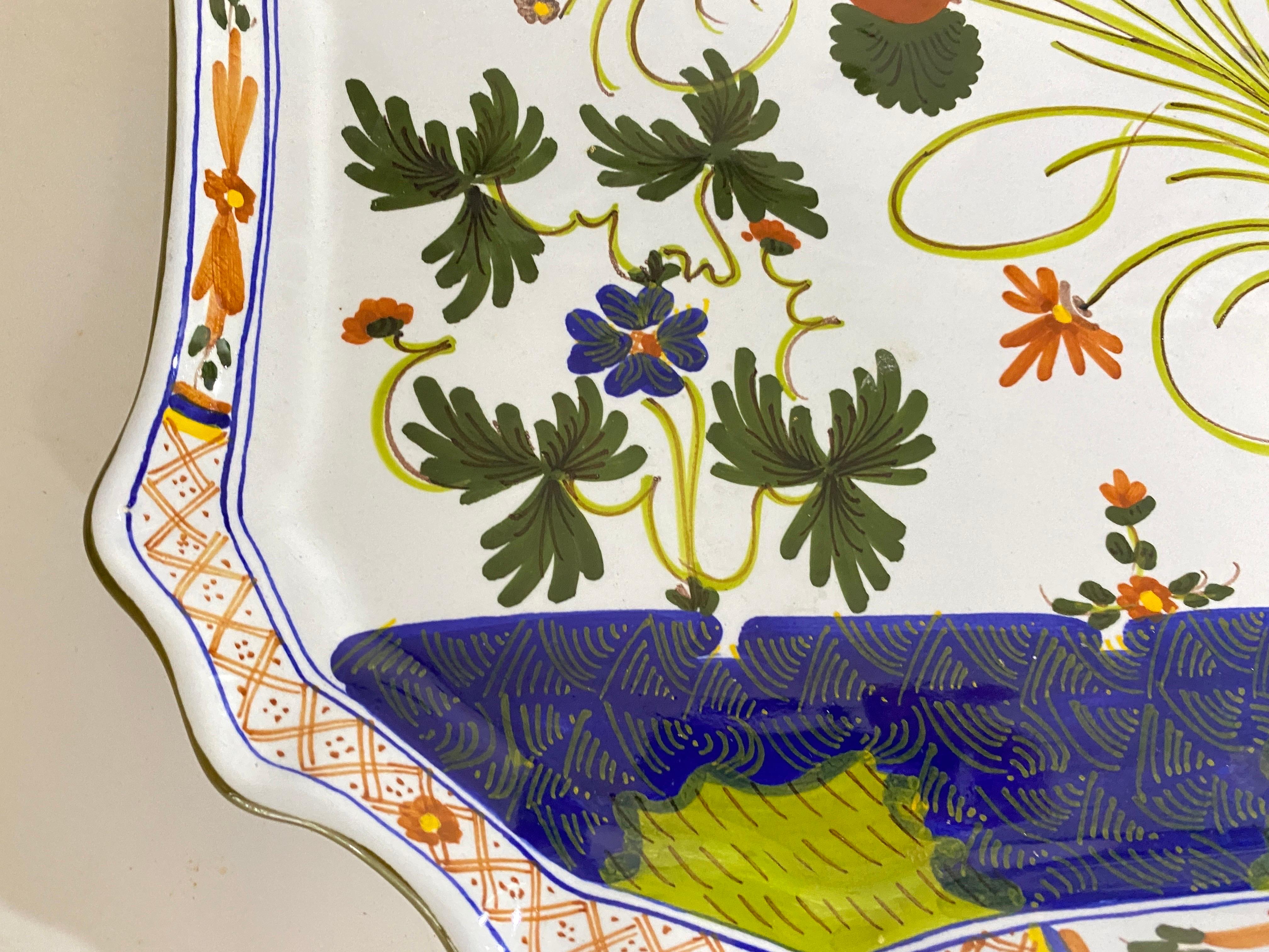 Ferenze Porcelain Dish or Charger Italy 1970 Blue Red white In Good Condition For Sale In Auribeau sur Siagne, FR