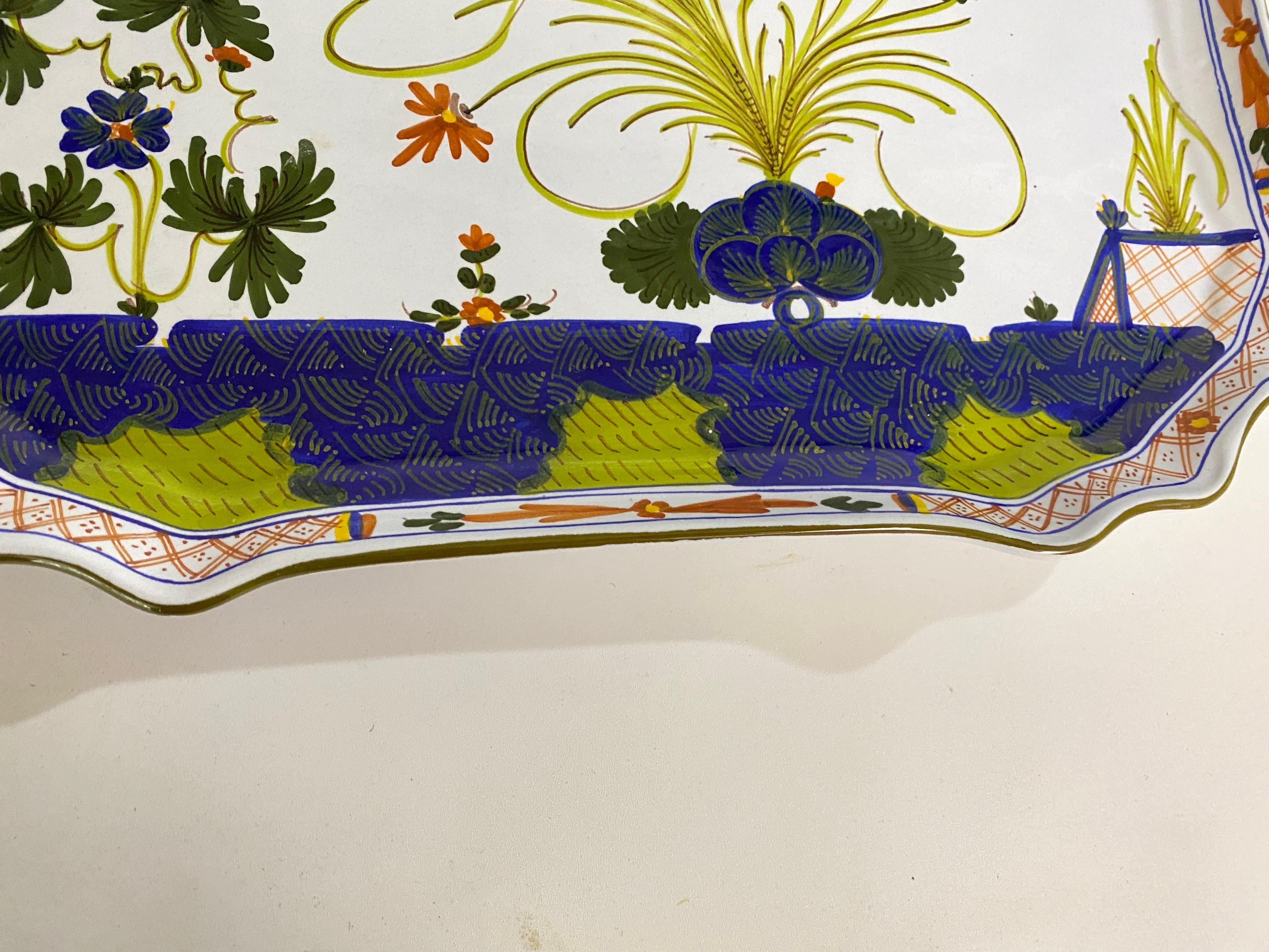 Ferenze Porcelain Dish or Charger Italy 1970 Blue Red white For Sale 2
