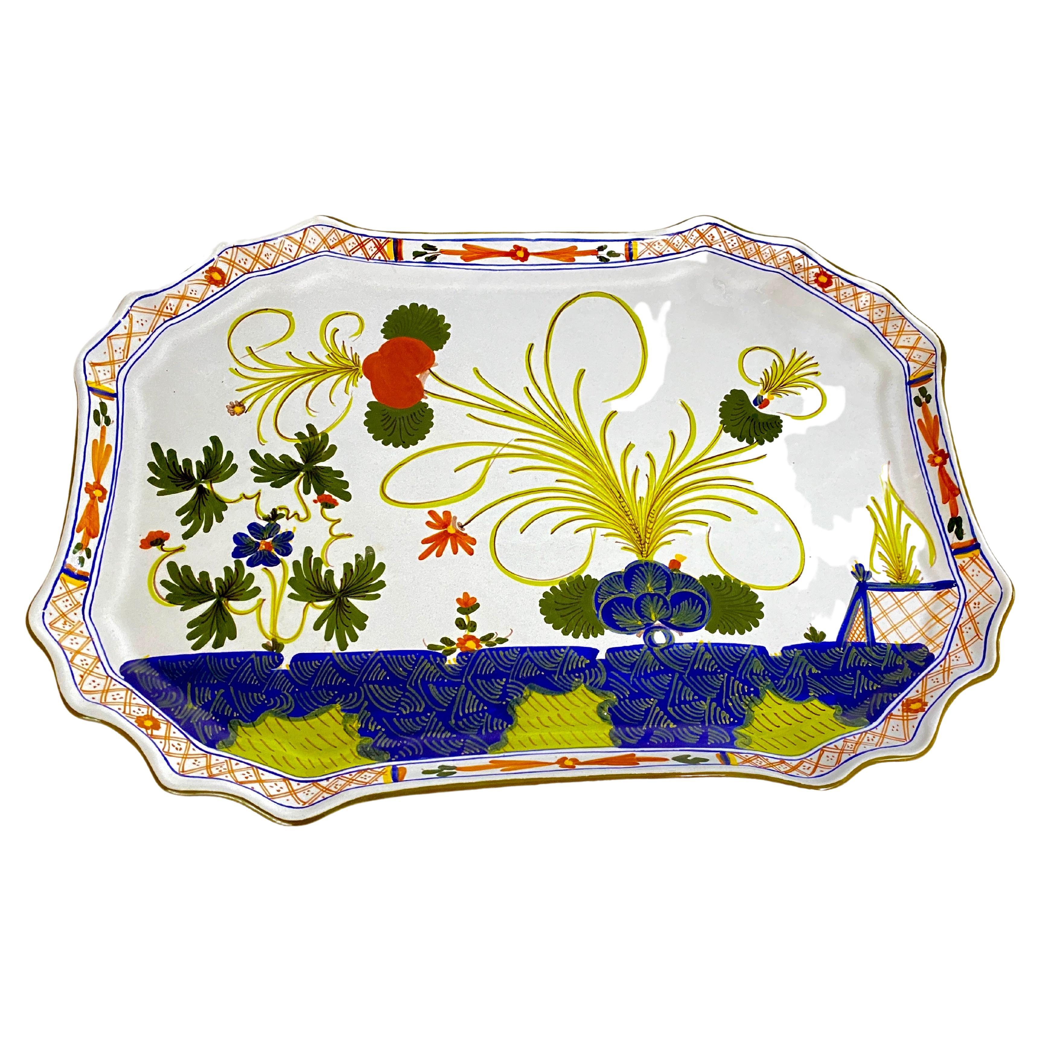 Ferenze Porcelain Dish or Charger Italy 1970 Blue Red white For Sale