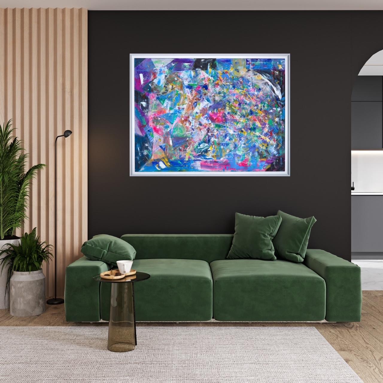 Carnival in Rio abstract painting by award winning artist Fereshteh Stoecklein - Purple Abstract Painting by Fereshteh Stoecklein 