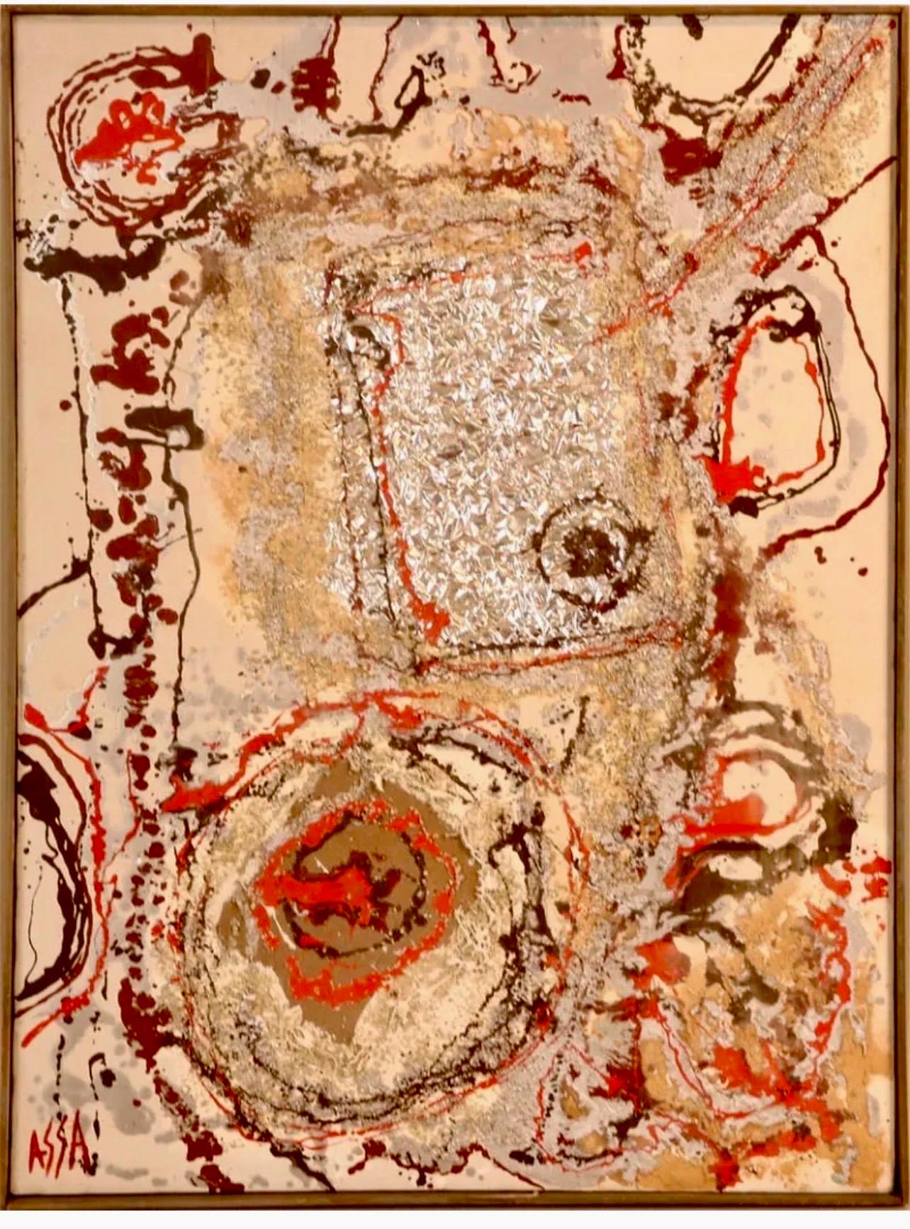 Pintura al óleo modernista persa iraní de Oriente Medio abstracta Fereydoun Assa en venta 9