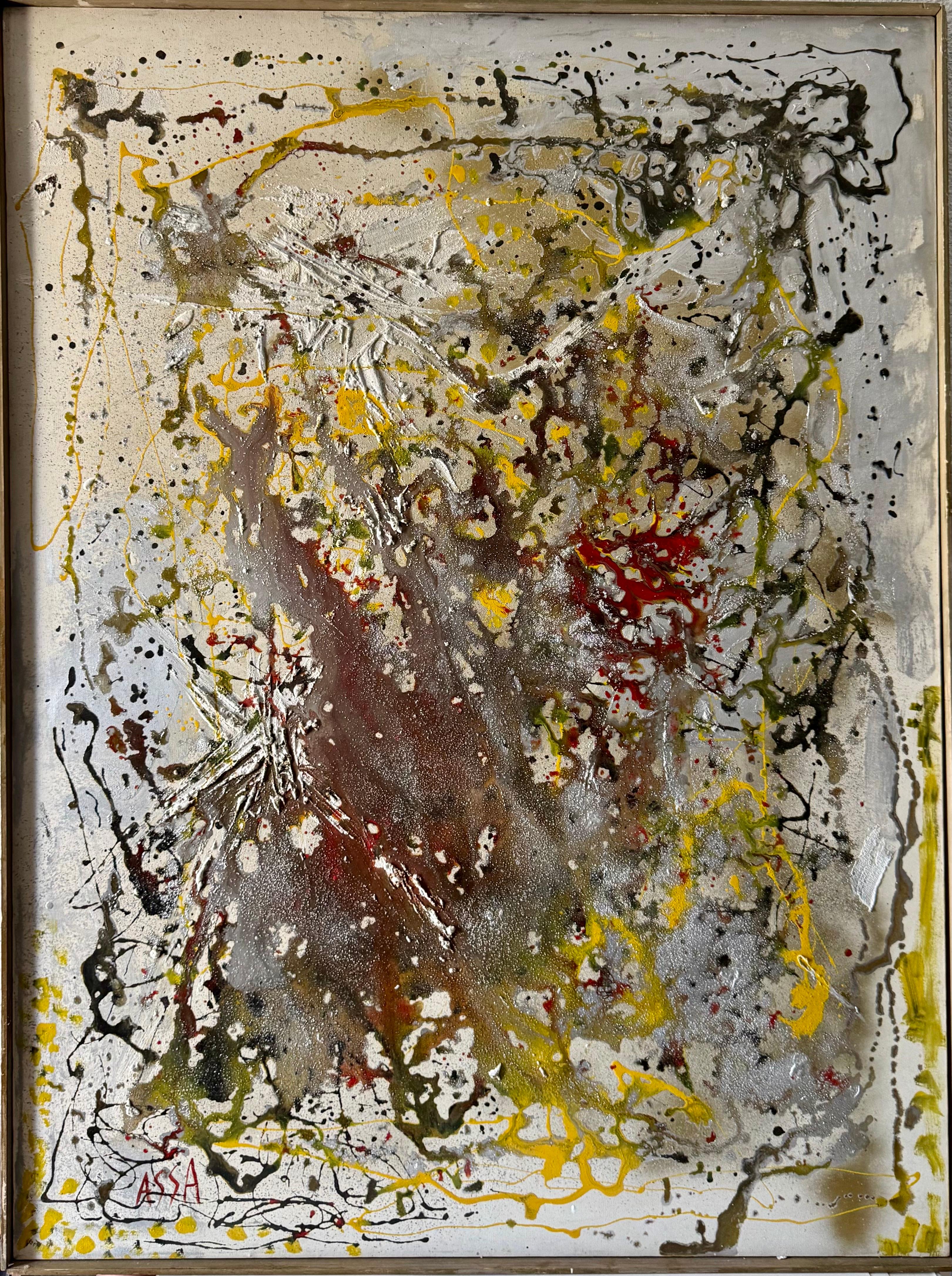 
Fereydoun (Fred) Rahimi Assa (iraniano, nato nel 1936) 

Olio e tecnica mista su tela, firmato a mano in basso a sinistra
Con cornice: 48-1/2