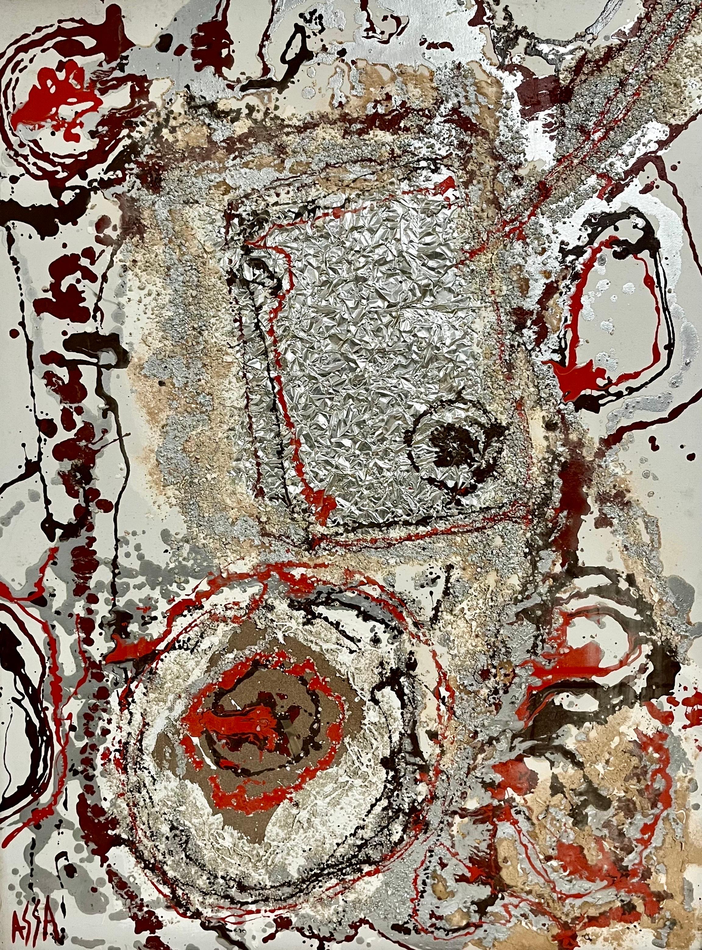 Pintura al óleo modernista persa iraní de Oriente Medio abstracta Fereydoun Assa en venta 3