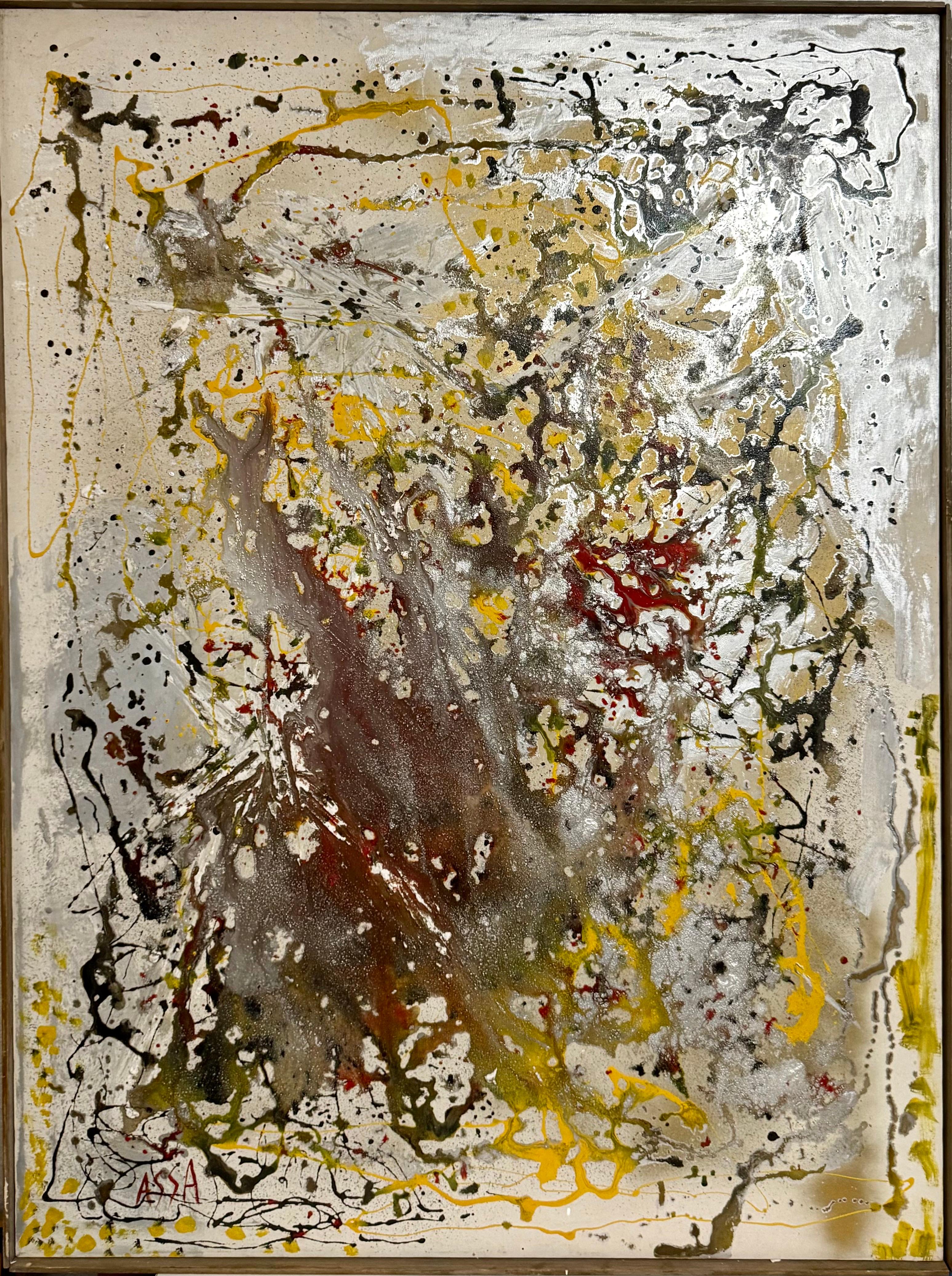 Pittura ad olio modernista persiana iraniana mediorientale astratta Fereydoun Assa in vendita 3