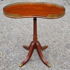 Ferguson Bros. Duncan Phyfe Style Mahogany Galleried Kidney Candle Stand