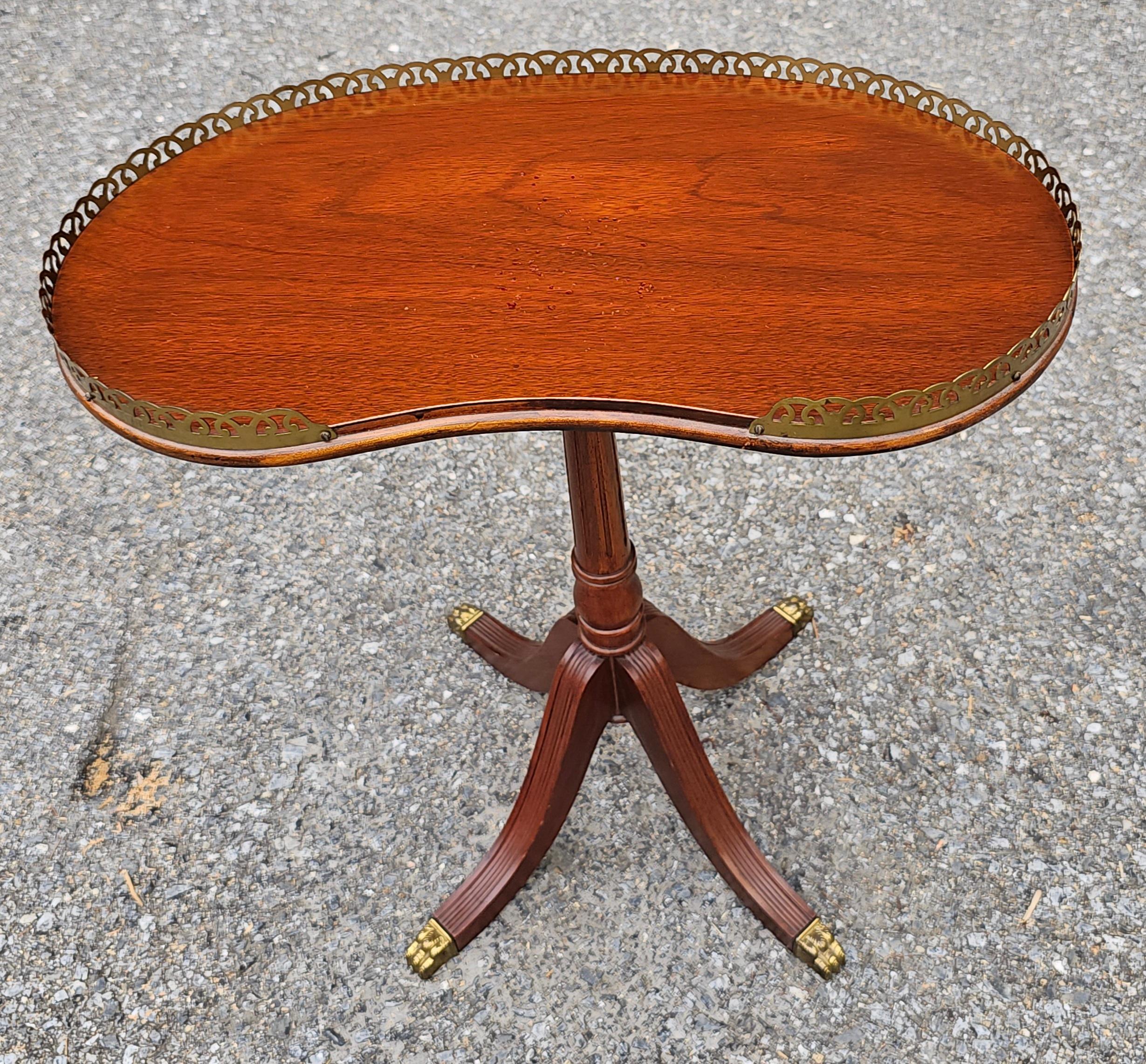 Regency Ferguson Bros. Duncan Phyfe Style Mahogany Galleried Kidney Candle Stand For Sale