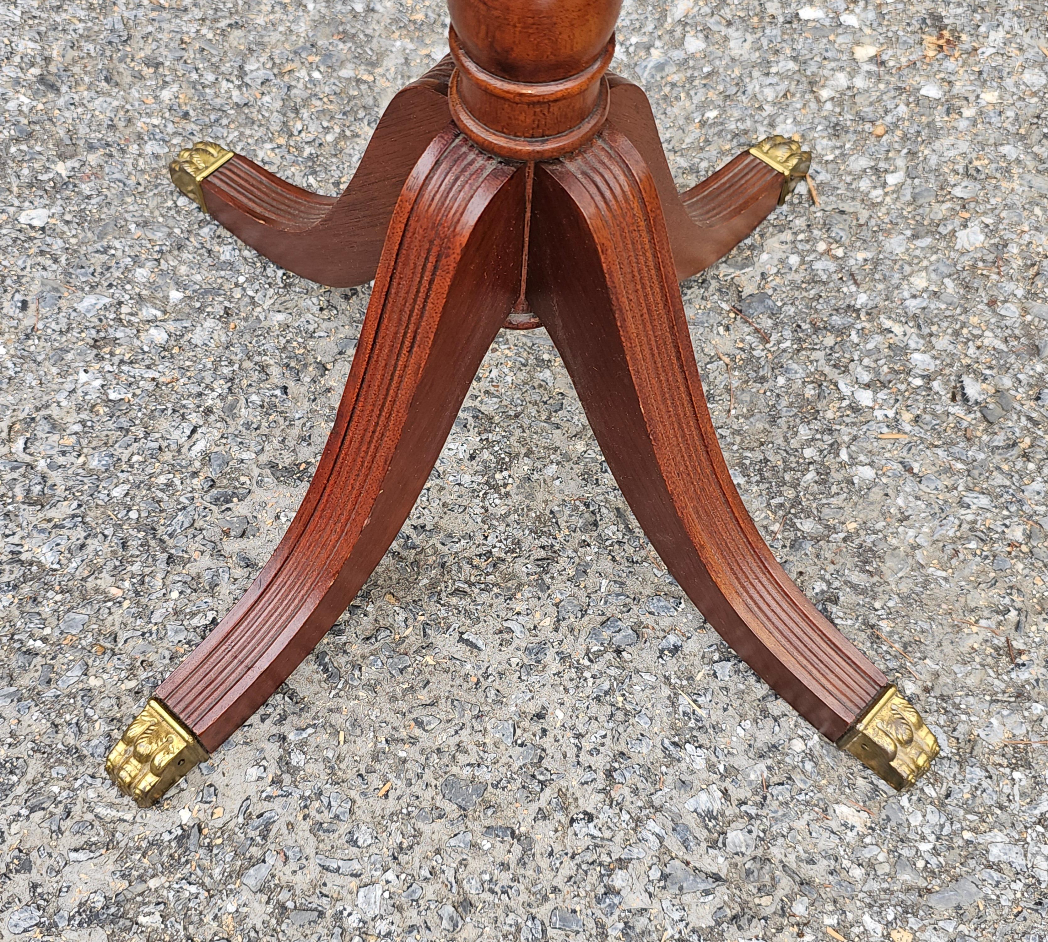 Brass Ferguson Bros. Duncan Phyfe Style Mahogany Galleried Kidney Candle Stand For Sale