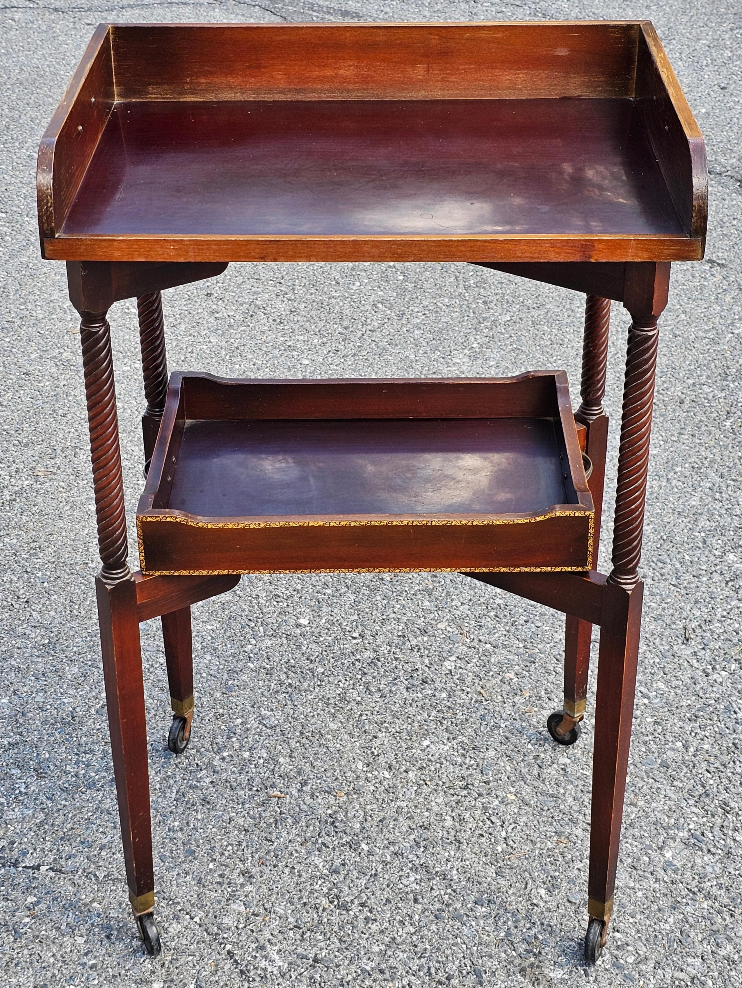 American Ferguson Bros. Tiered Patial Gilt Mahogany Folding Rafraichissoir Butler Trolley For Sale
