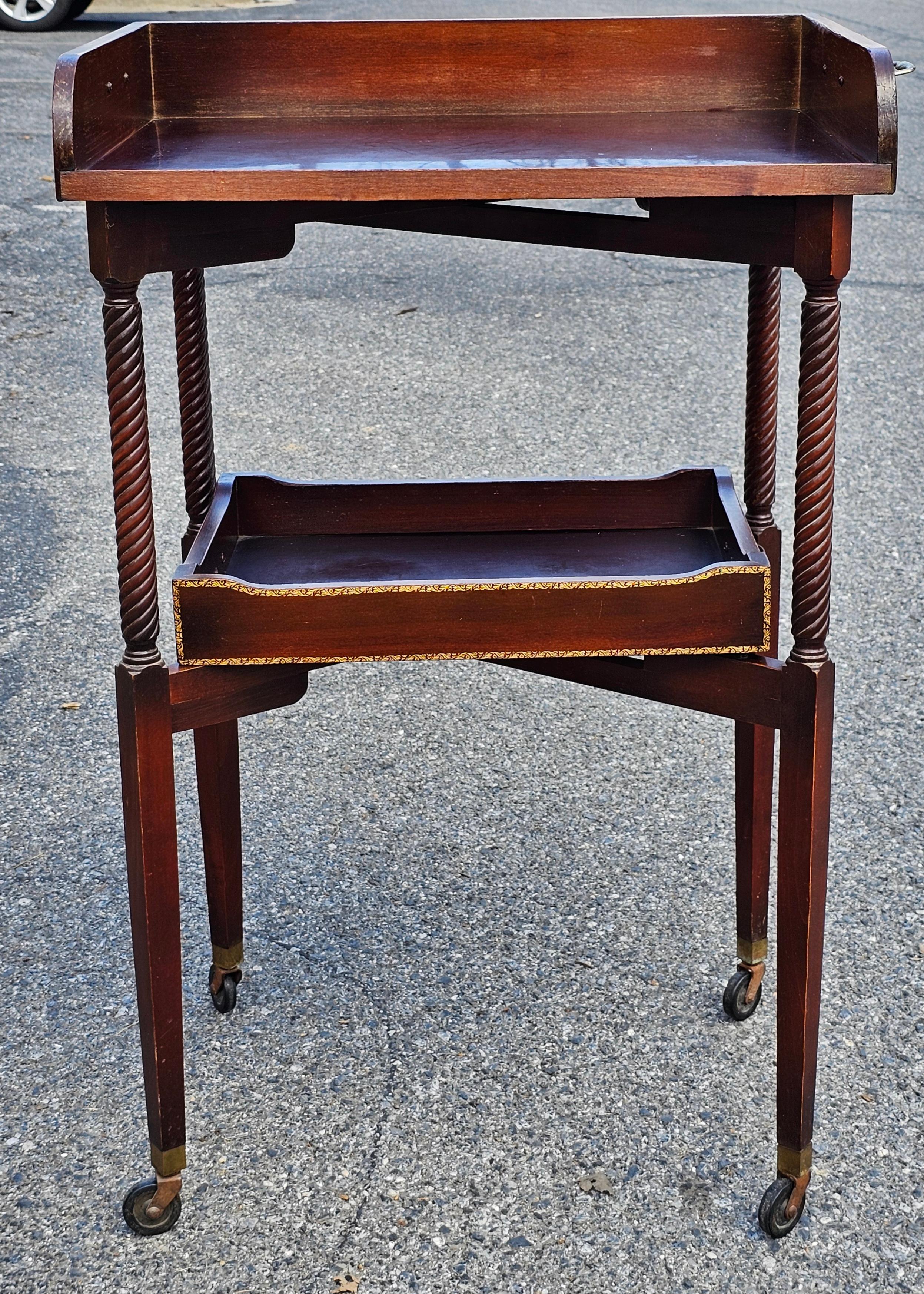 Other Ferguson Bros. Tiered Patial Gilt Mahogany Folding Rafraichissoir Butler Trolley For Sale
