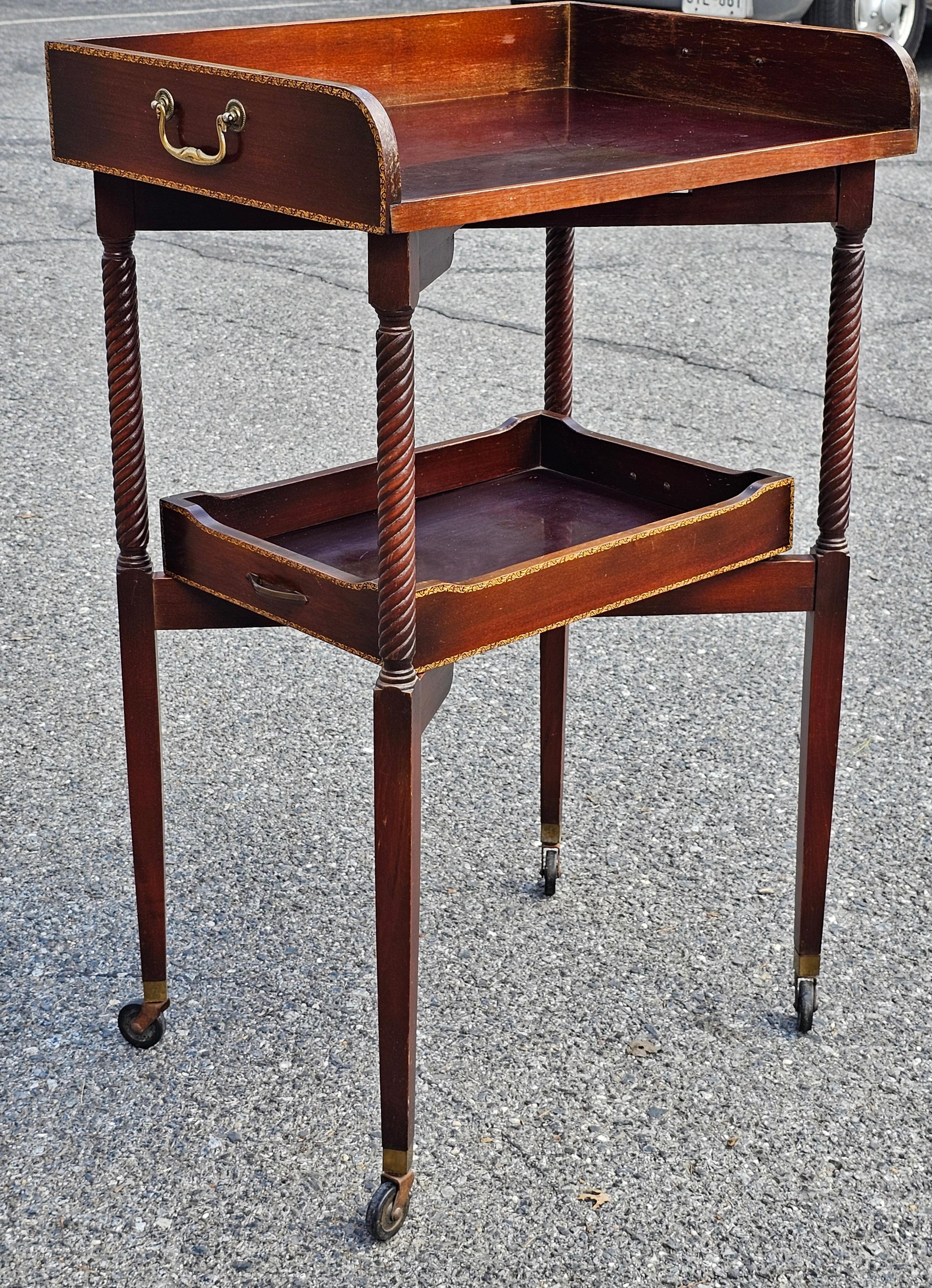 Ferguson Bros. Tiered Patial Gilt Mahogany Folding Rafraichissoir Butler Trolley In Good Condition For Sale In Germantown, MD