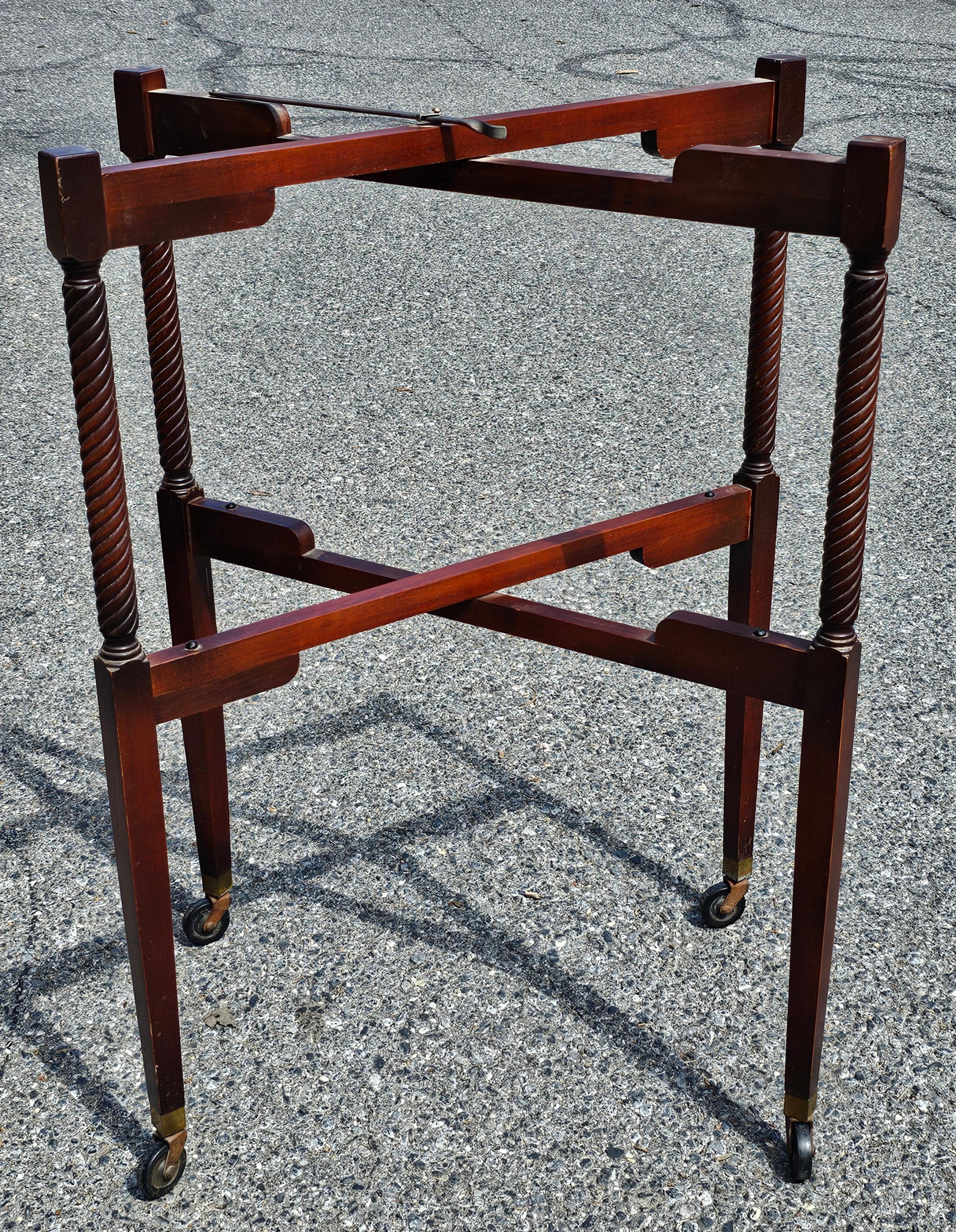 20th Century Ferguson Bros. Tiered Patial Gilt Mahogany Folding Rafraichissoir Butler Trolley For Sale