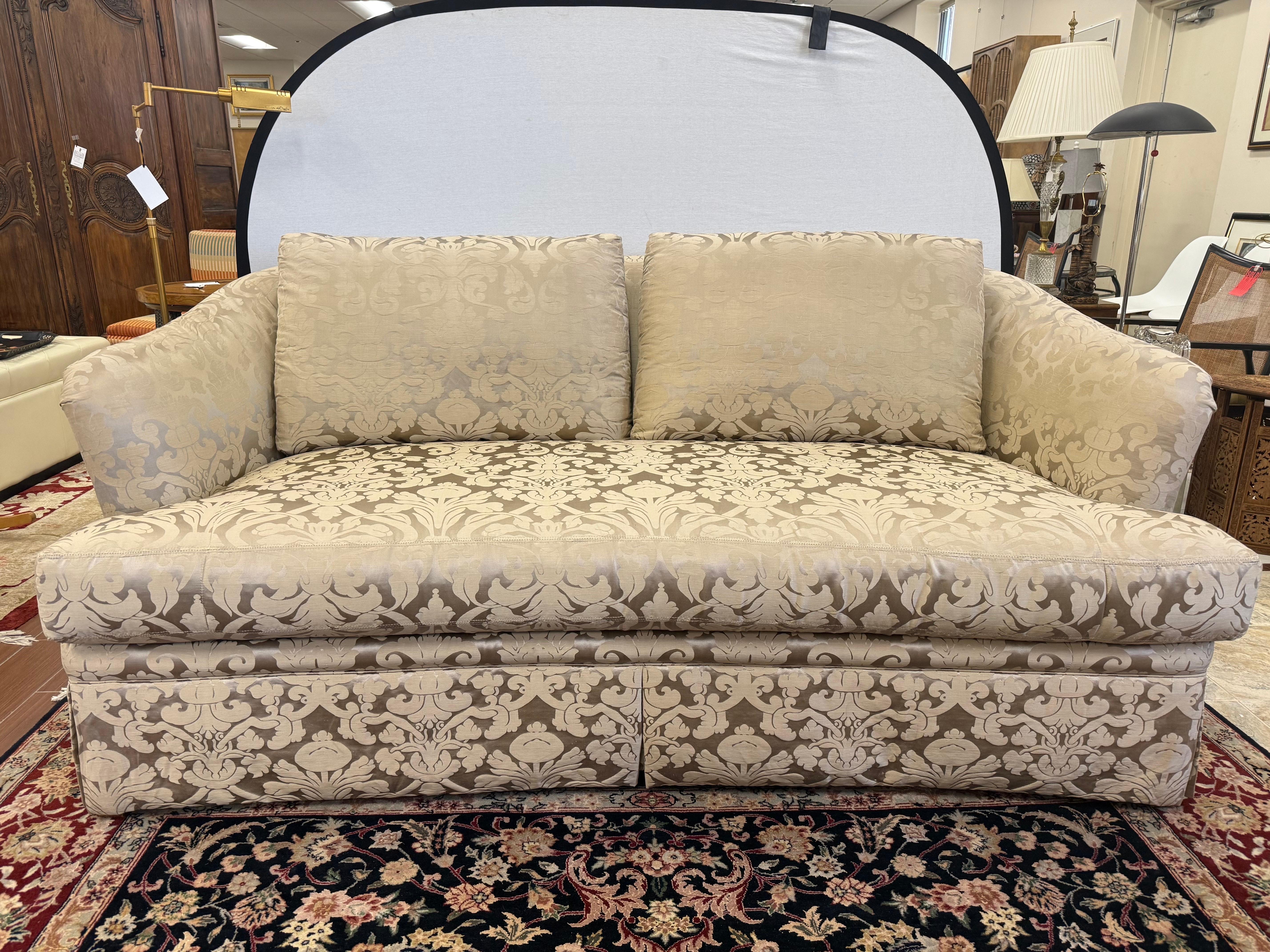 Ferguson Copeland Custom Silk Scalamandre Damask Sofa For Sale 5