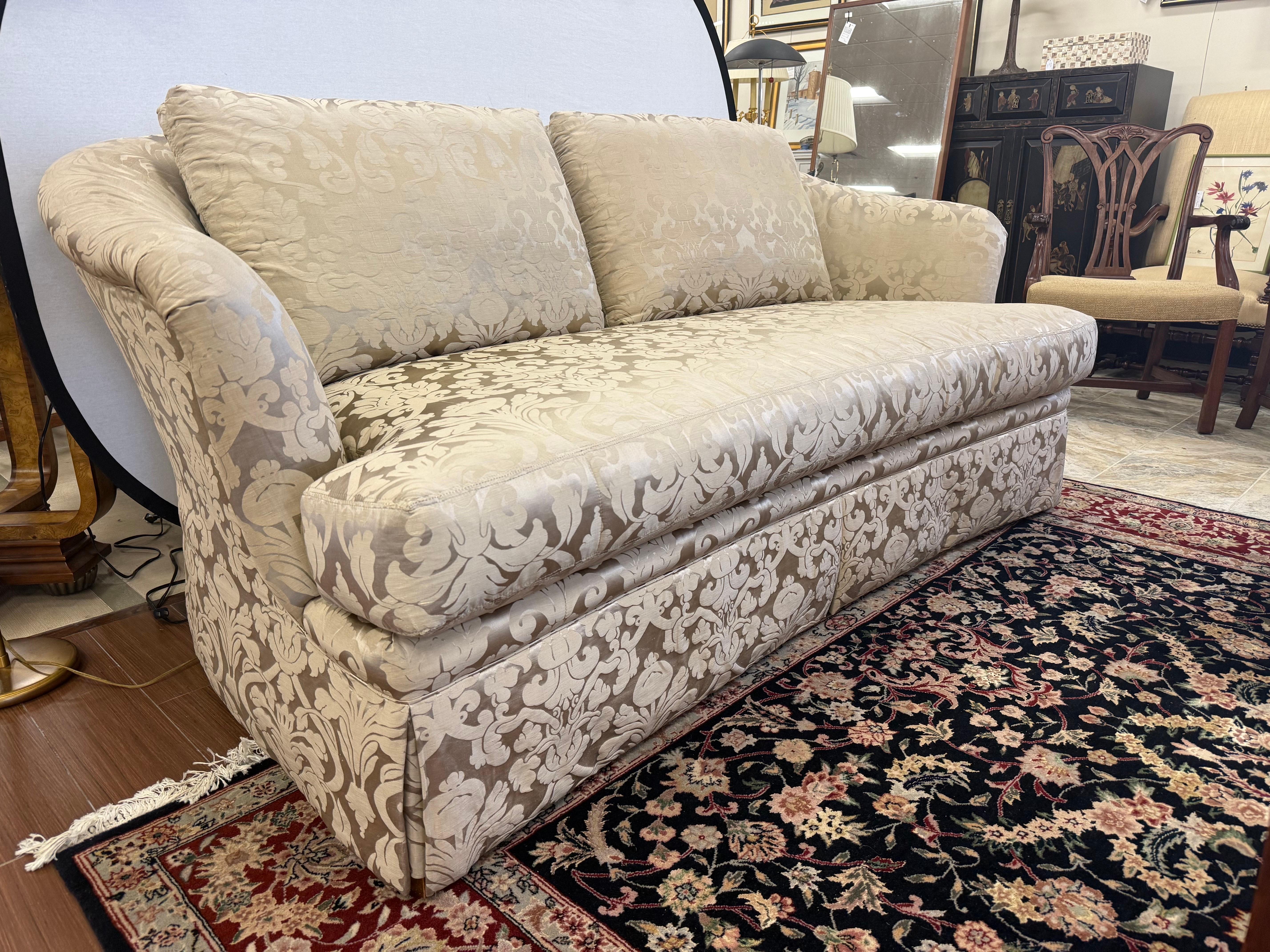 Ferguson Copeland Custom Silk Scalamandre Damask Sofa For Sale 7