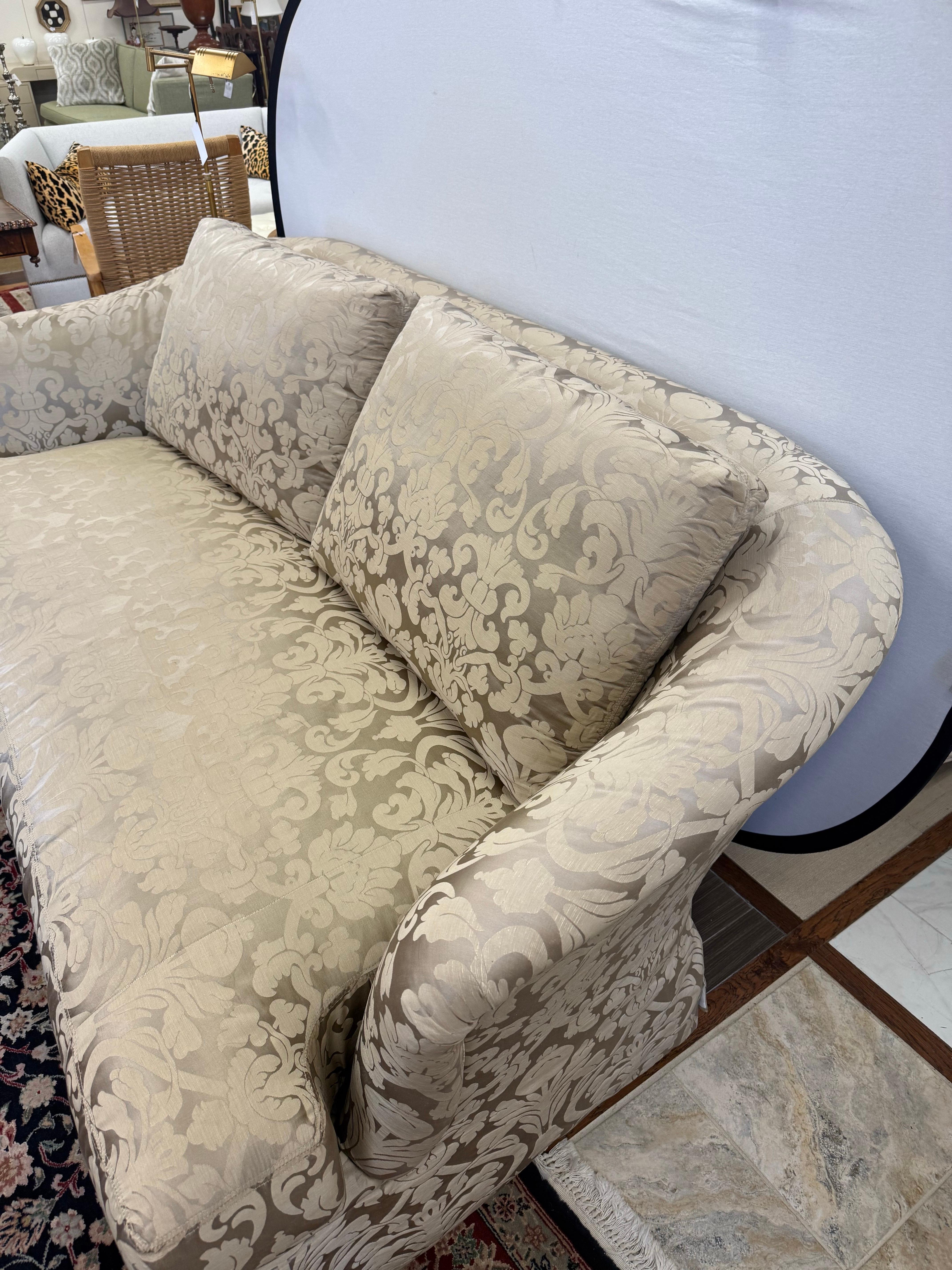 Ferguson Copeland Custom Silk Scalamandre Damask Sofa For Sale 8