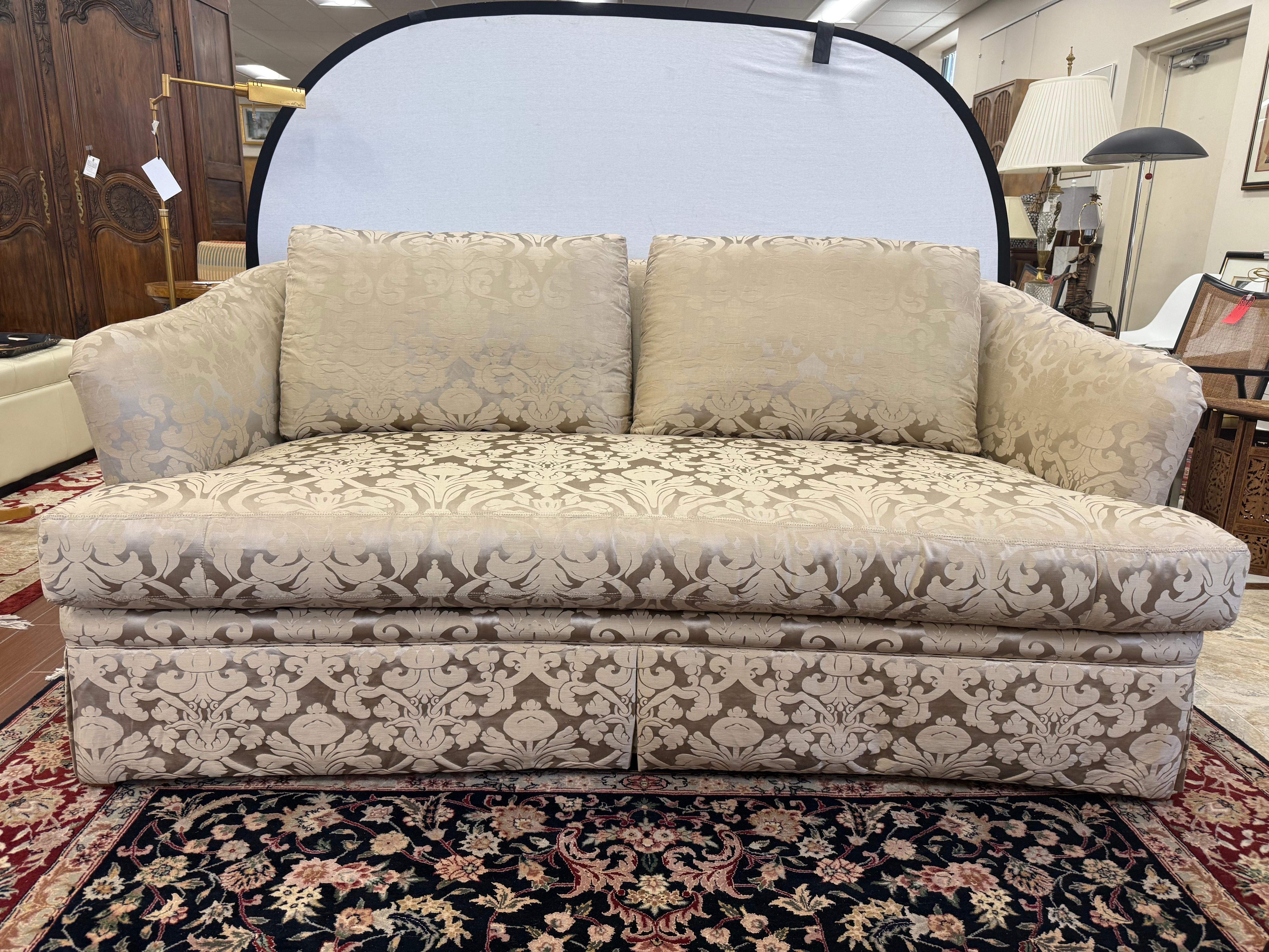 Ferguson Copeland Custom Silk Scalamandre Damask Sofa For Sale 9