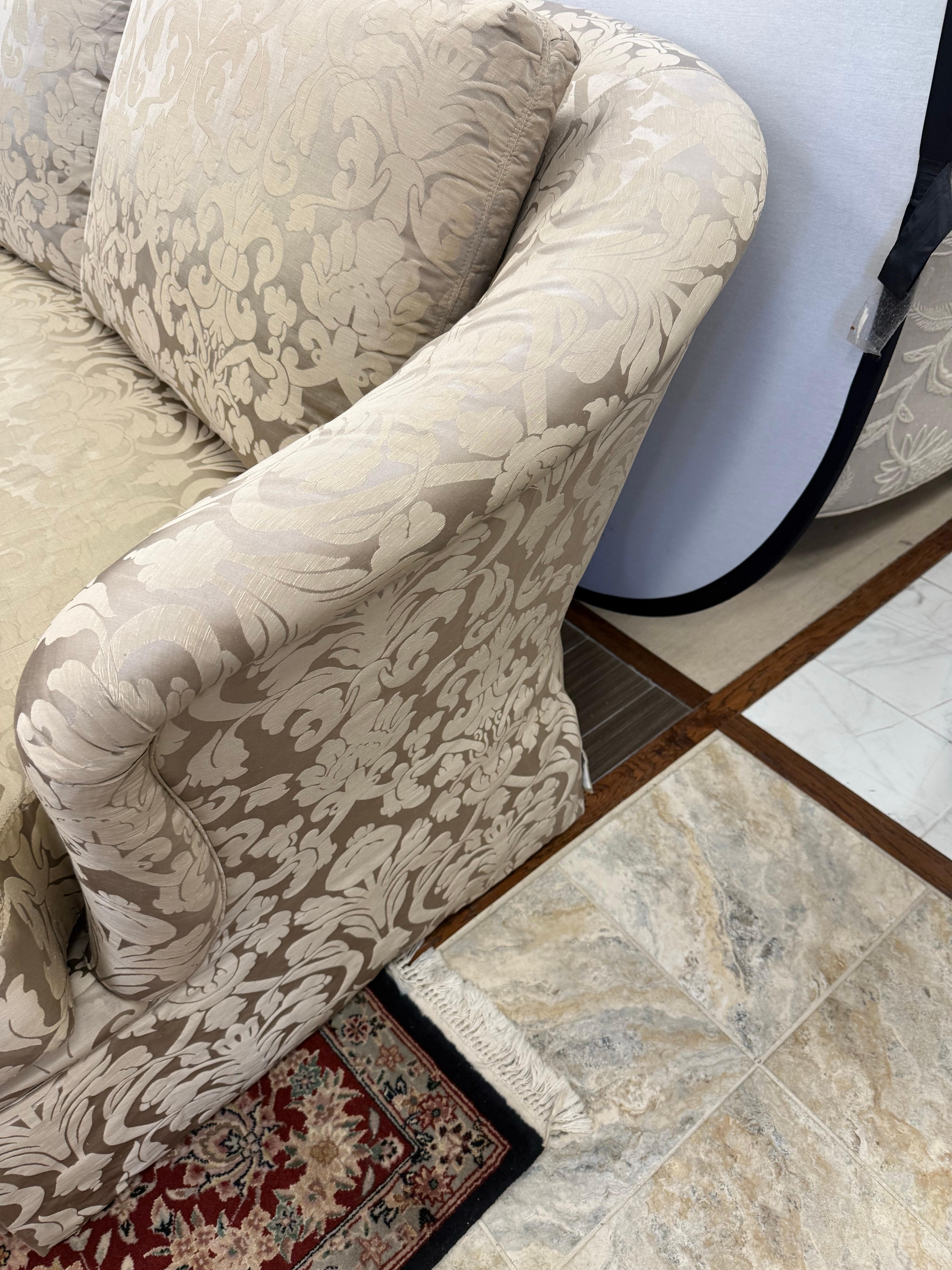 Ferguson Copeland Custom Silk Scalamandre Damask Sofa For Sale 10