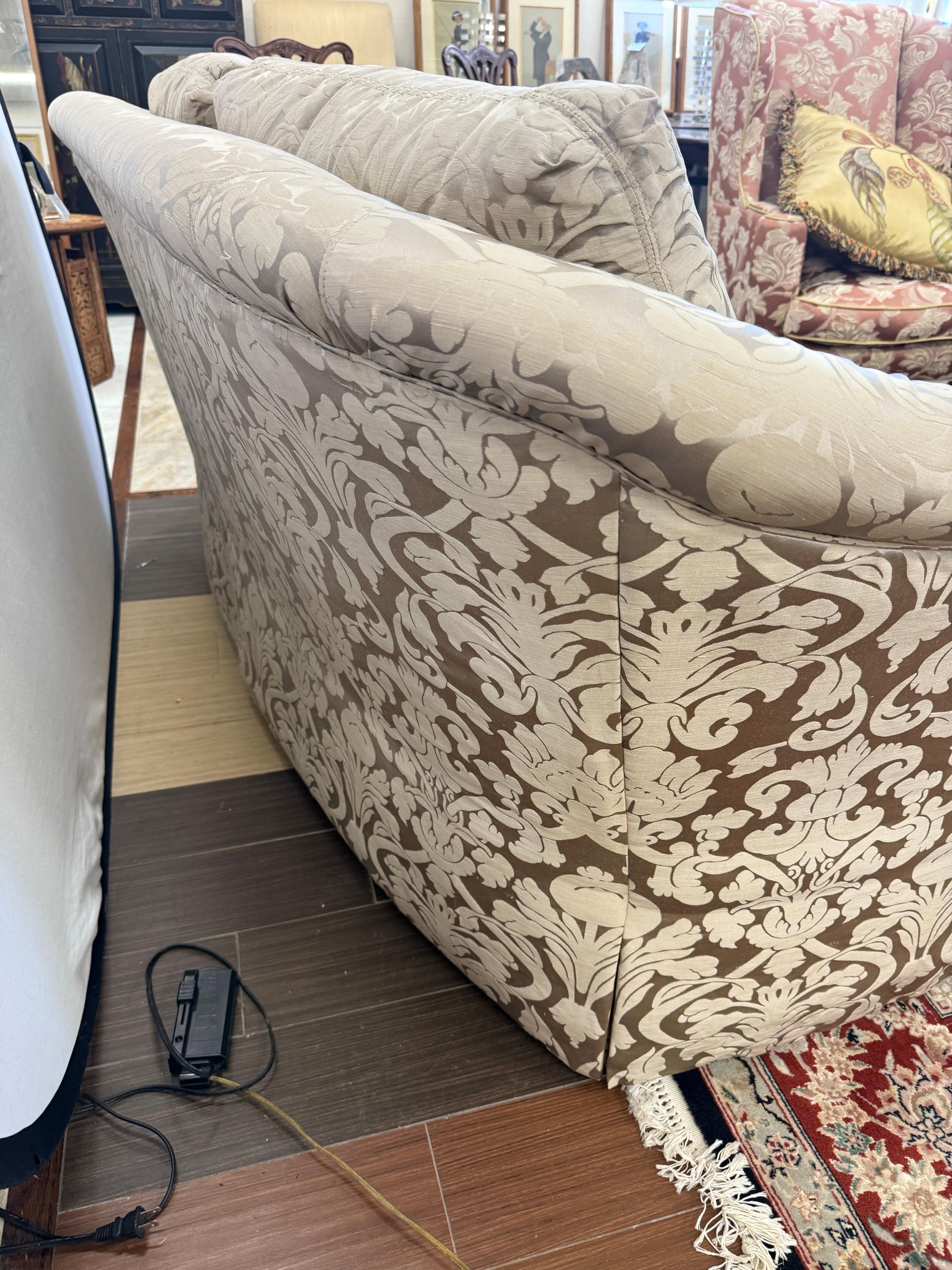 Ferguson Copeland Custom Silk Scalamandre Damask Sofa For Sale 14