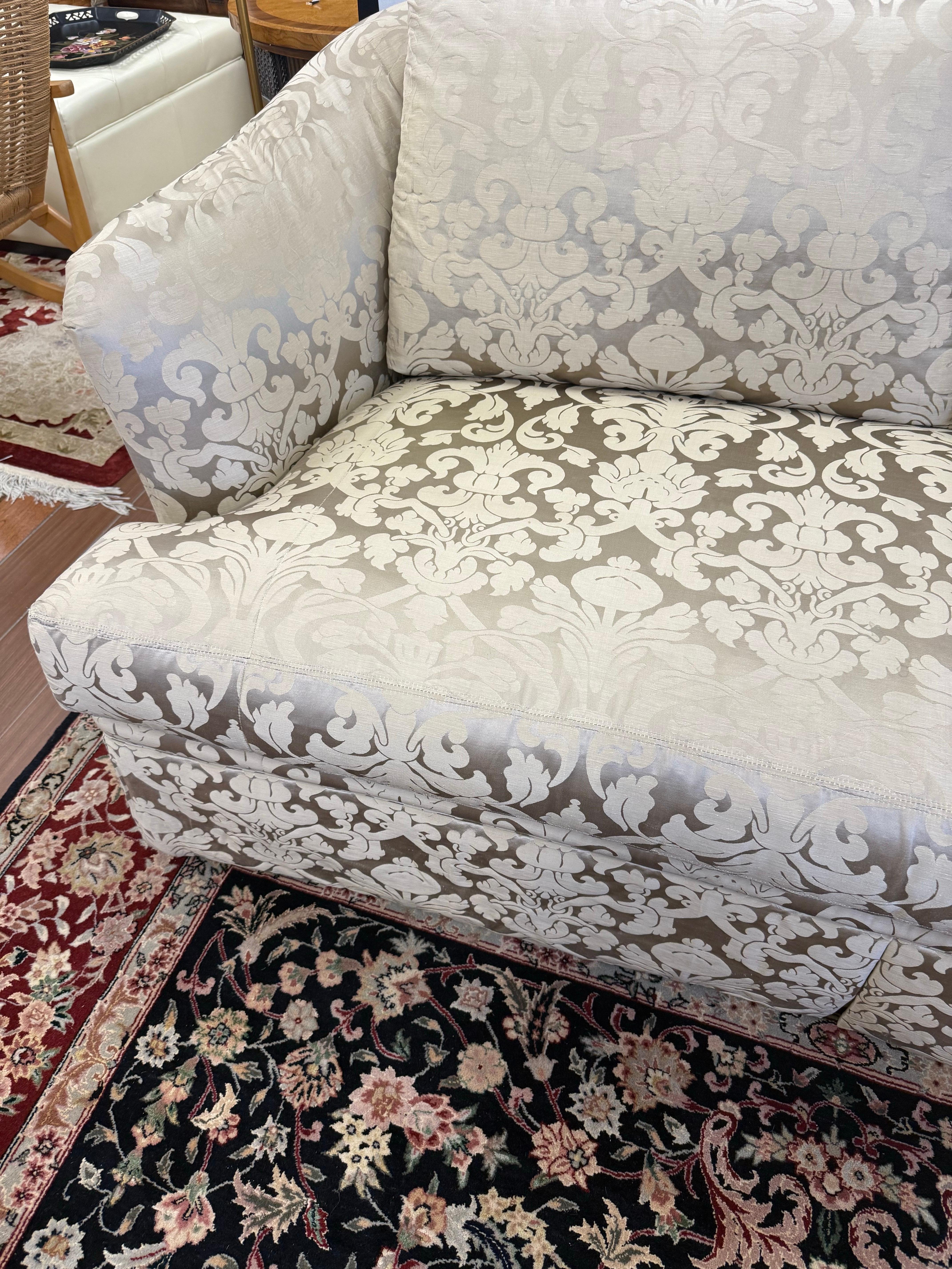 Ferguson Copeland Custom Silk Scalamandre Damask Sofa For Sale 18