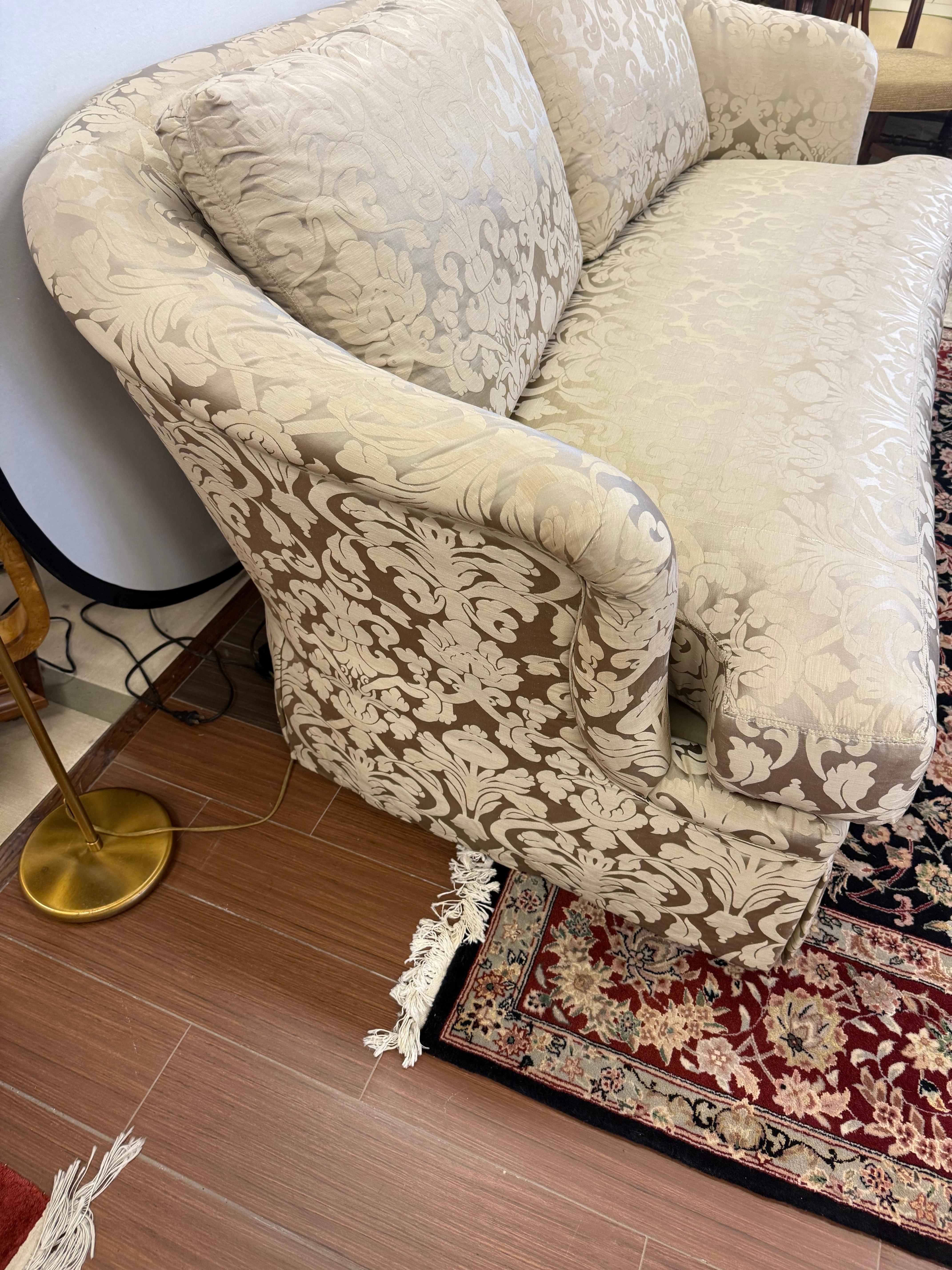 Contemporary Ferguson Copeland Custom Silk Scalamandre Damask Sofa For Sale