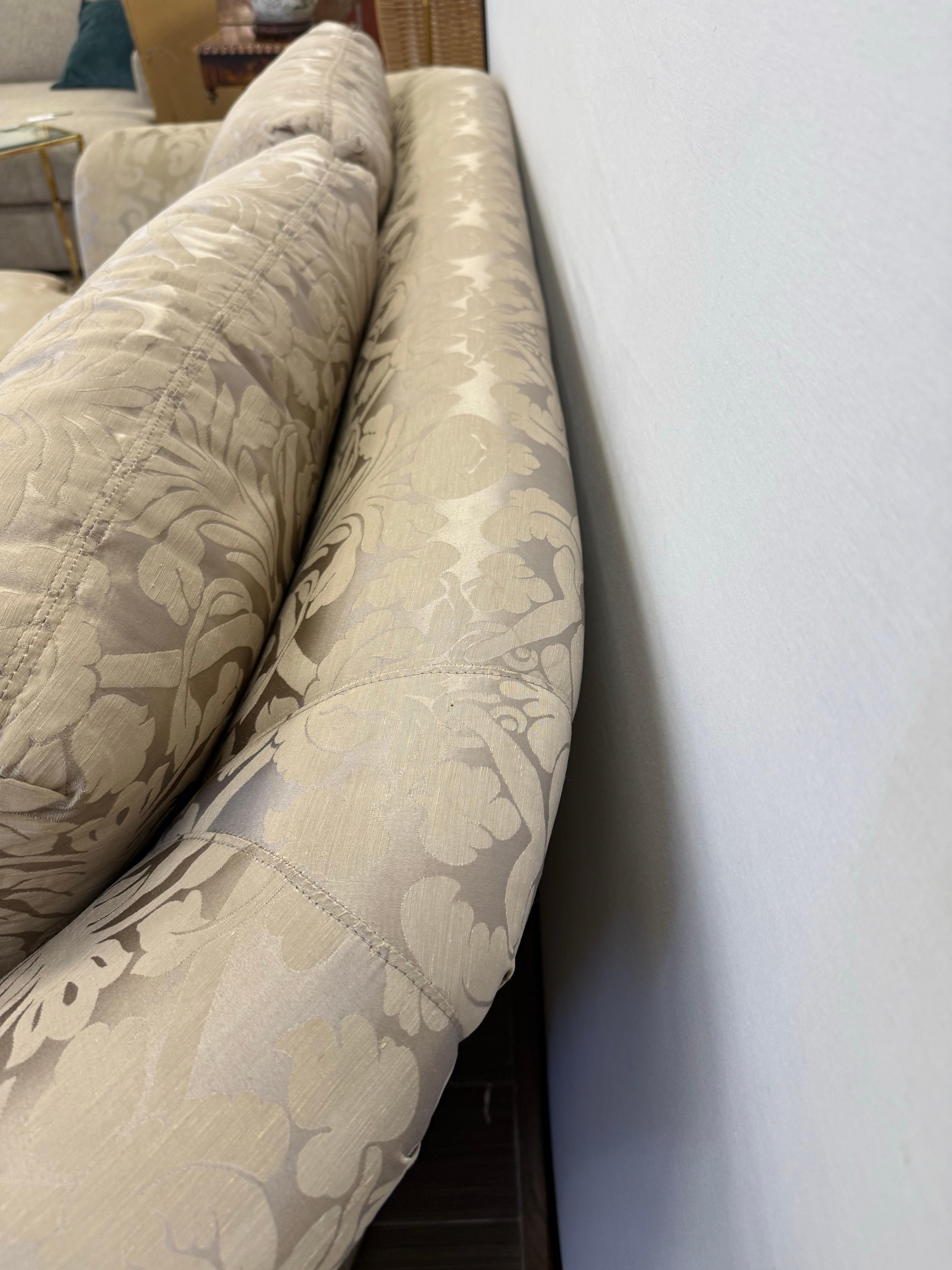 Fabric Ferguson Copeland Custom Silk Scalamandre Damask Sofa For Sale