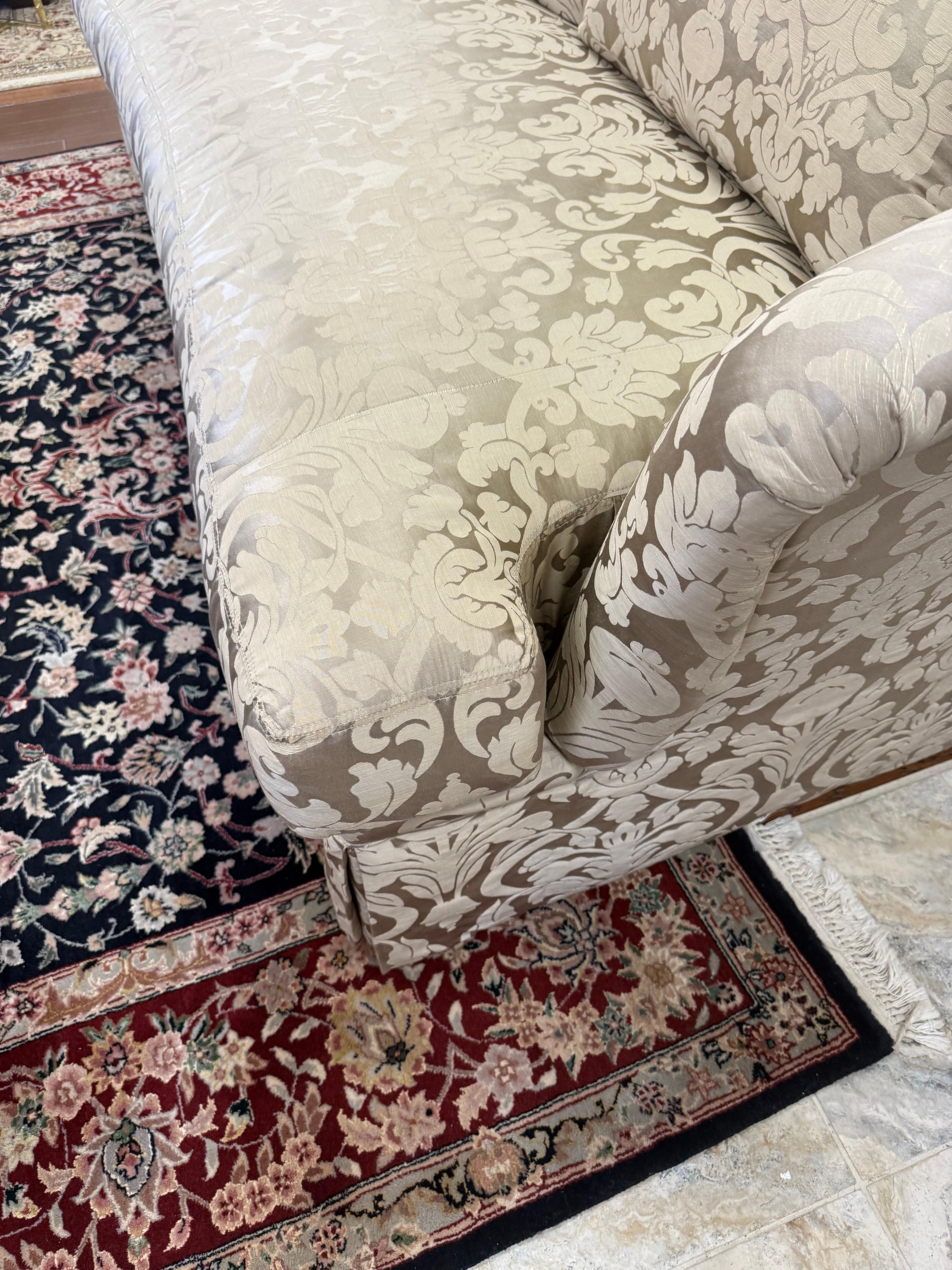 Ferguson Copeland Custom Silk Scalamandre Damask Sofa For Sale 2