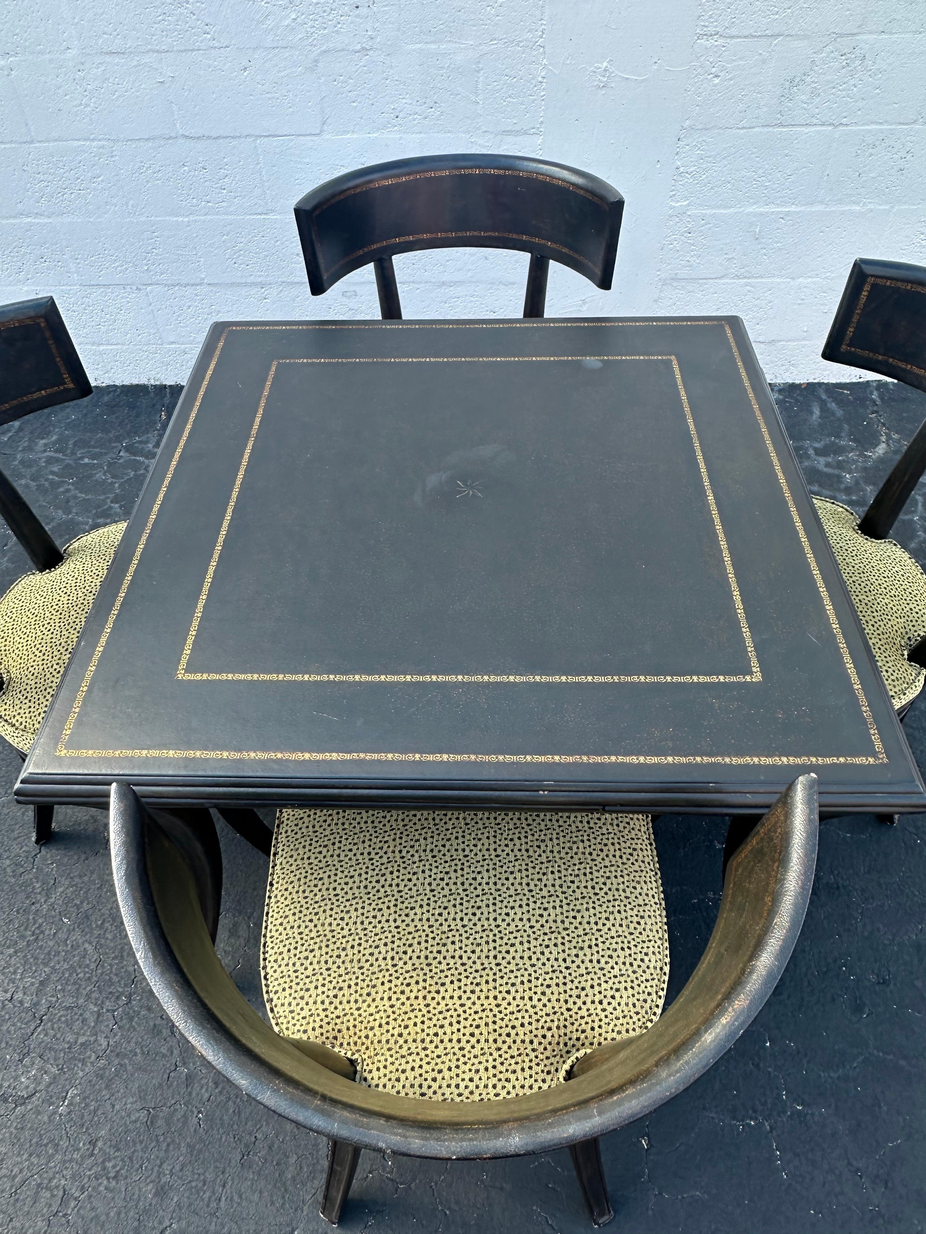 Ferguson Copeland Leather Wrapped Gaming Table Barrel Chairs, Set of 5 For Sale 2