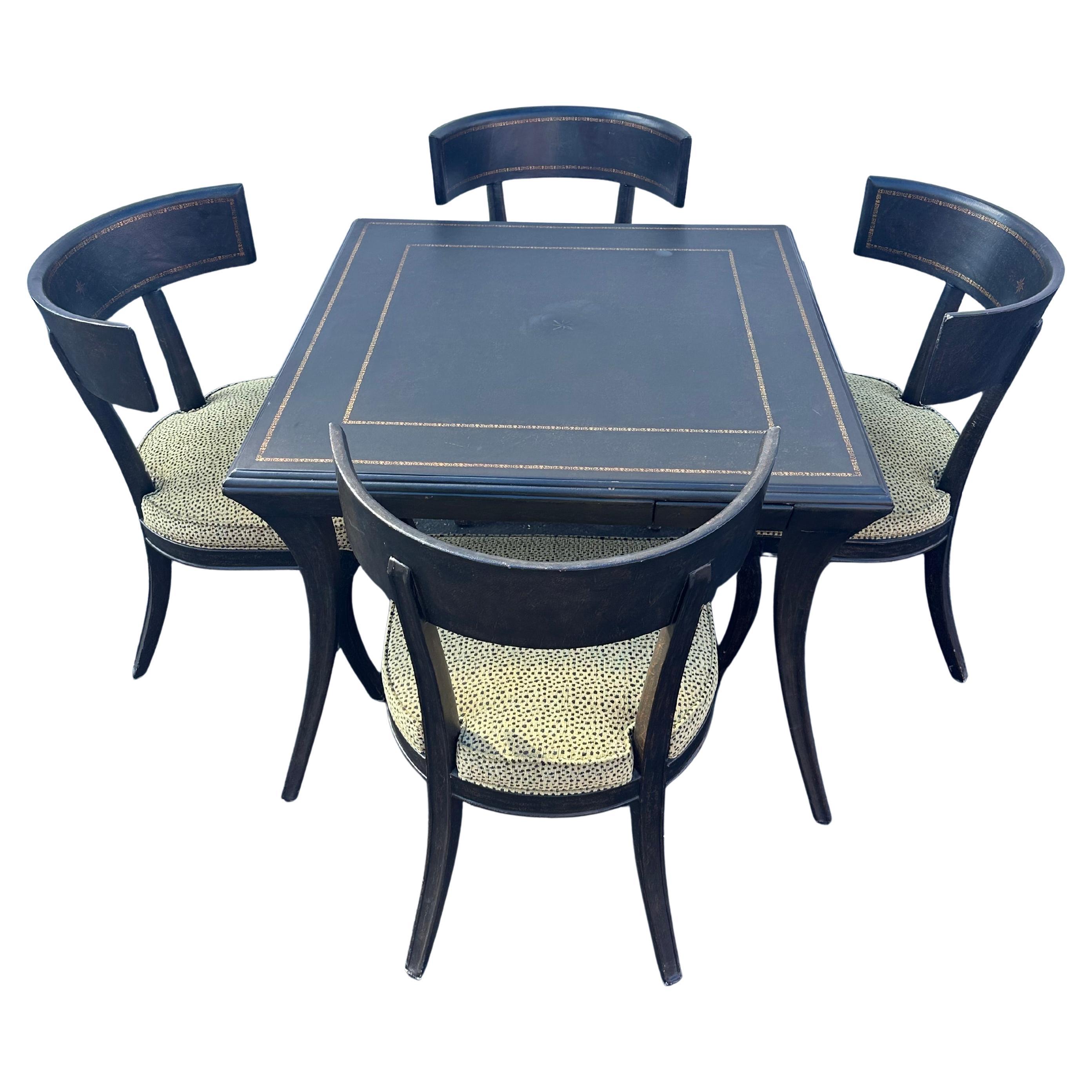 Ferguson Copeland Leather Wrapped Gaming Table Barrel Chairs, Set of 5