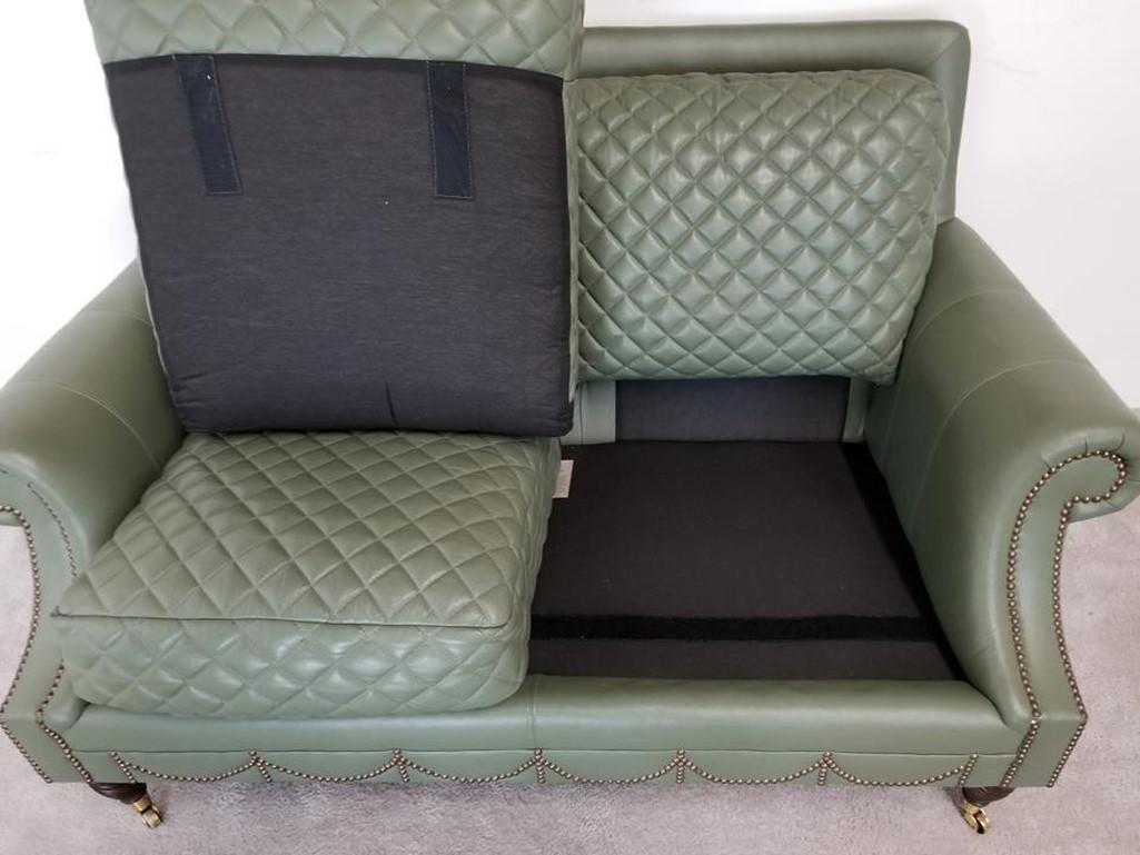 Leather Settee Loveseat Ferguson Copeland Hamilton In Good Condition In Lake Worth, FL