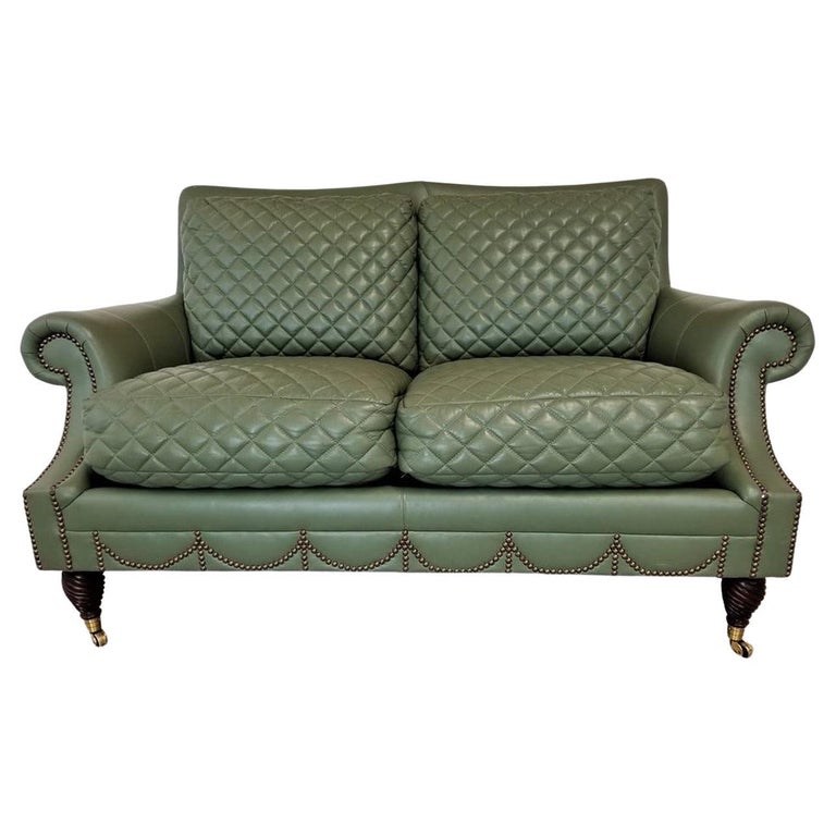 Ferguson Copeland "Hamilton" Fine Leather Settee Loveseat For Sale at