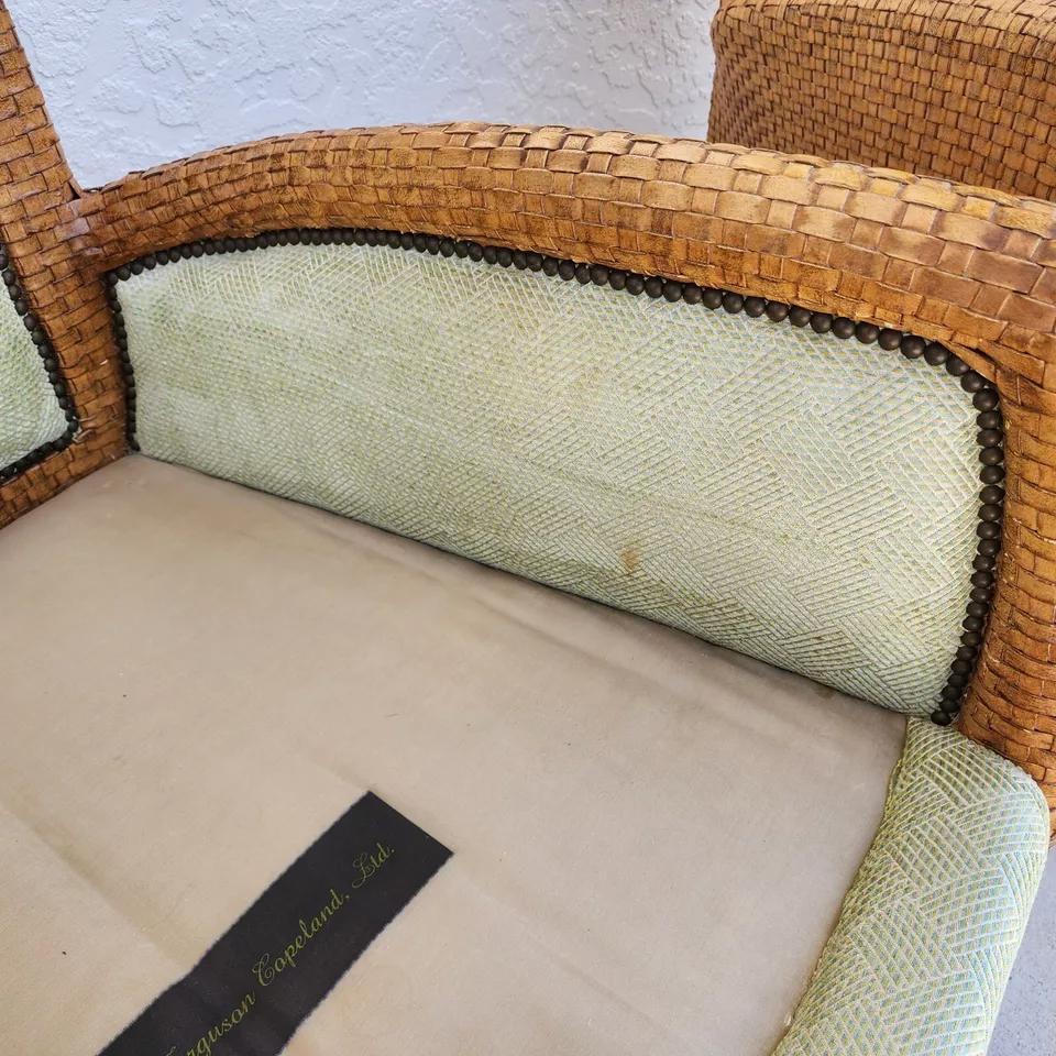 Ferguson Copeland Sillones de cuero con cordones en venta 6