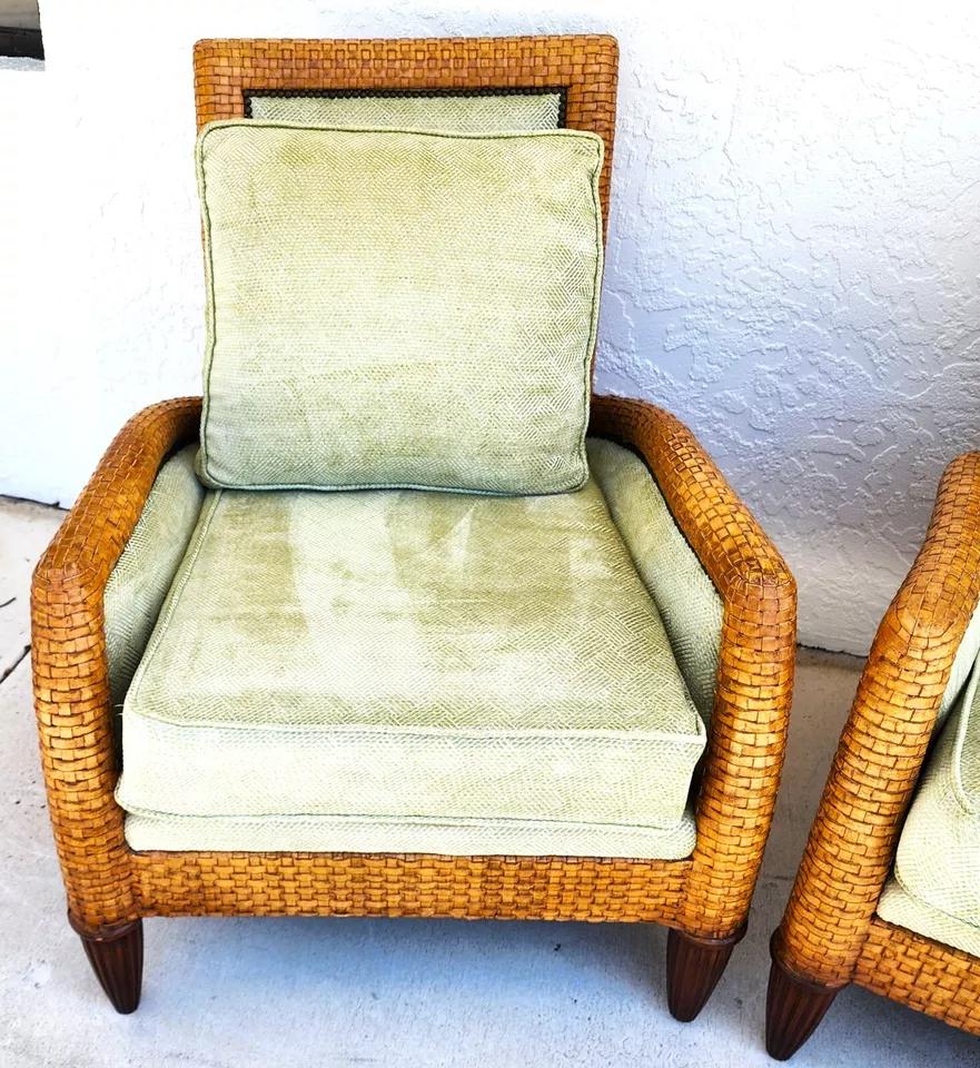 Ferguson Copeland Sillones de cuero con cordones Imperio en venta