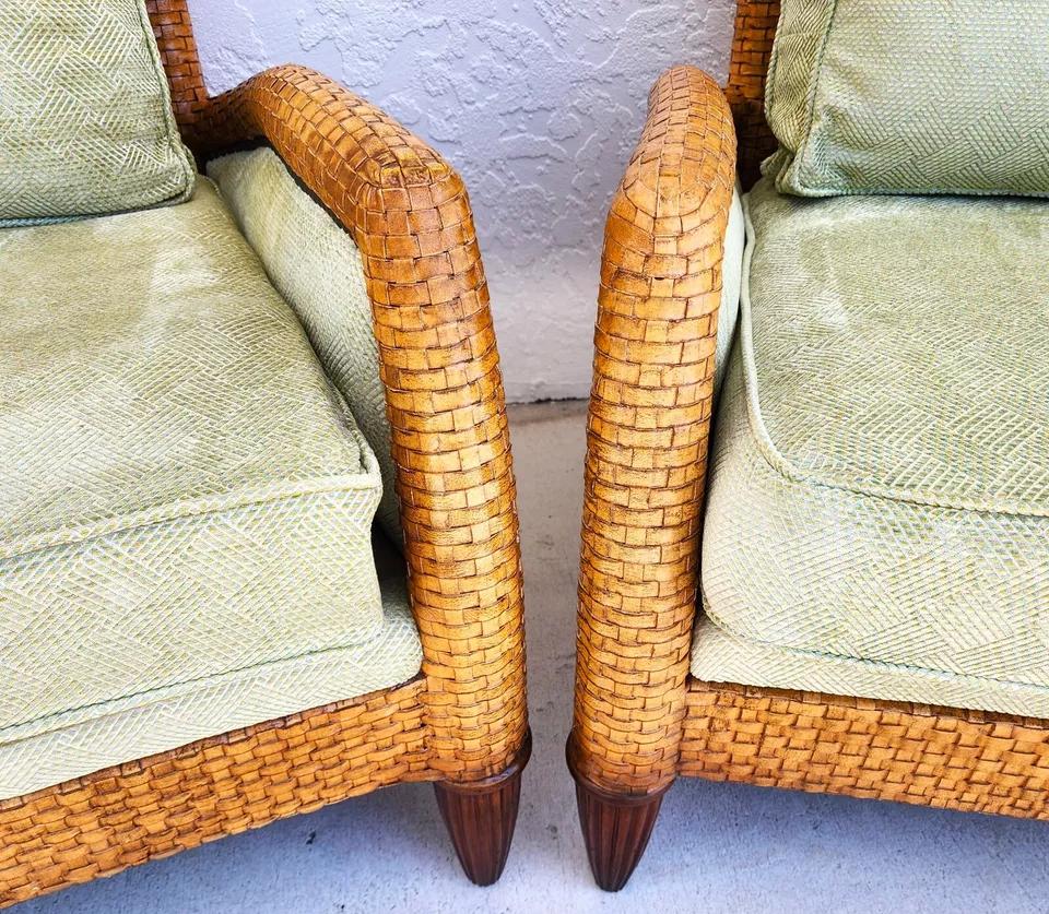 Ferguson Copeland Sillones de cuero con cordones finales del siglo XX en venta